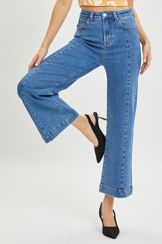 RISEN Full Size High Rise Wide Leg Jeans-BOTTOMS SIZES SMALL MEDIUM LARGE-[Adult]-[Female]-Solid Medium-0(24)-2022 Online Blue Zone Planet