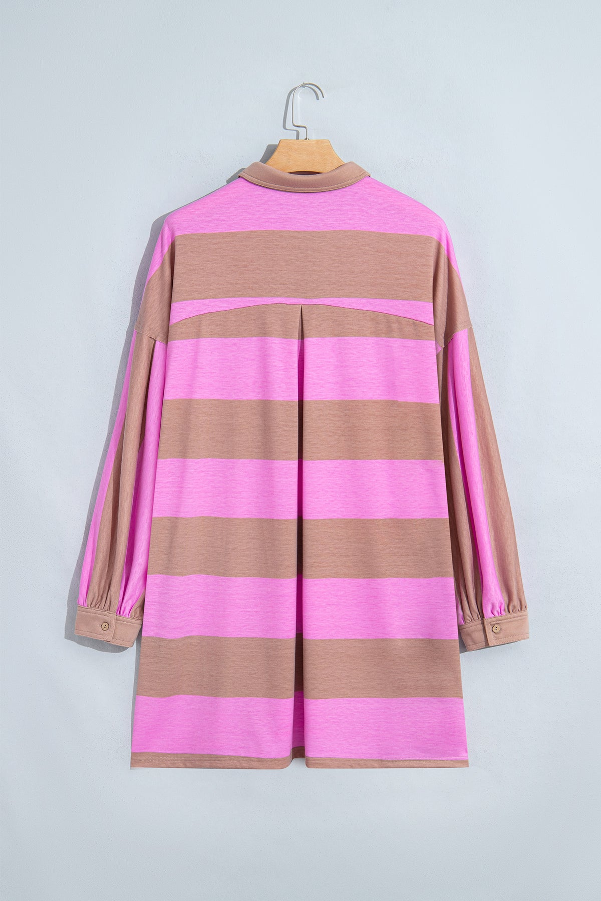 Rose Stripe Striped Colorblock Long Sleeve V Neck Shift Plus Size Dress-TOPS / DRESSES-[Adult]-[Female]-2022 Online Blue Zone Planet