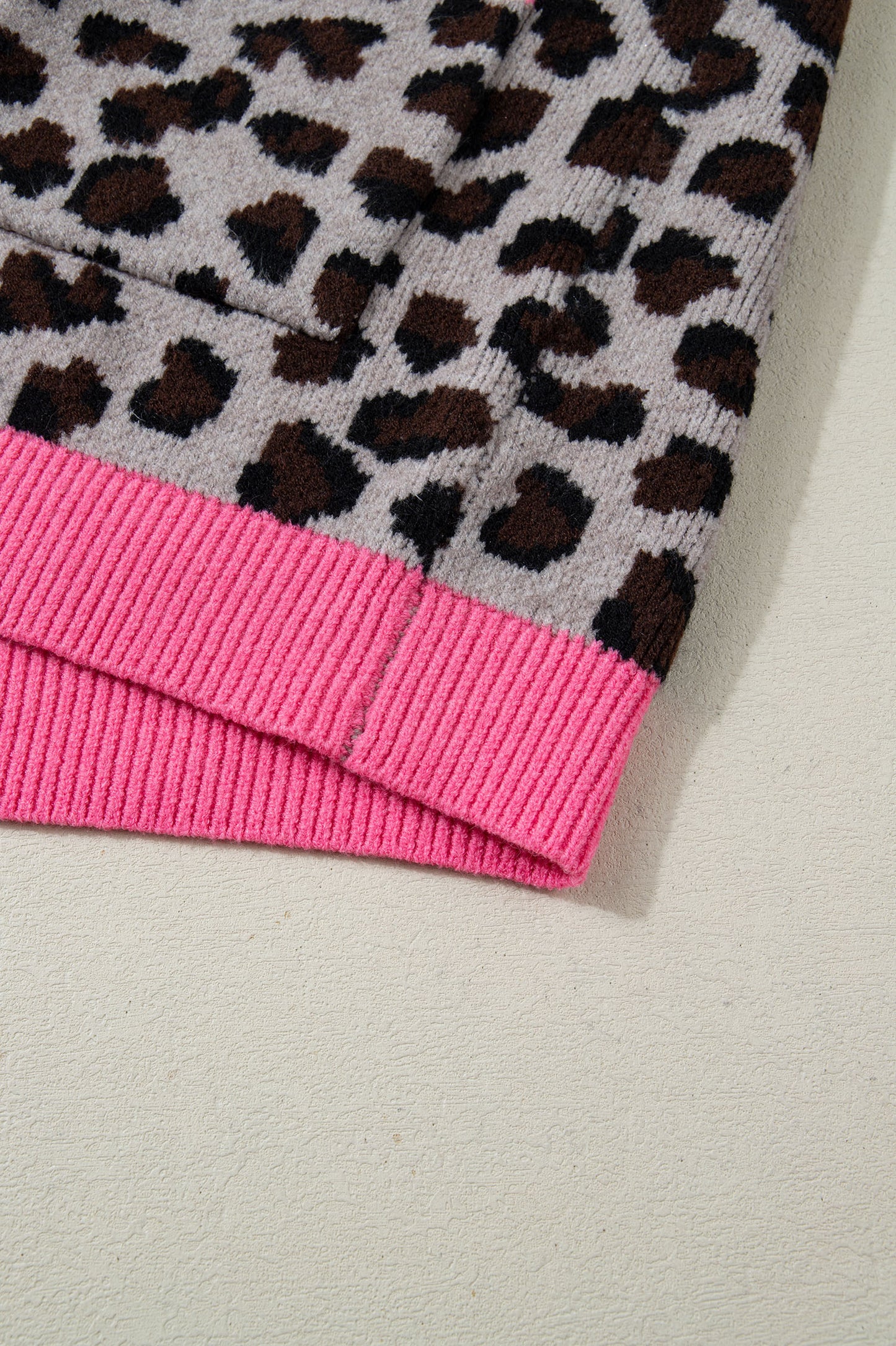 Khaki Oversize Color Block Trim Button Down Leopard Print Cardigan-Sweaters & Cardigans/Cardigans-[Adult]-[Female]-2022 Online Blue Zone Planet