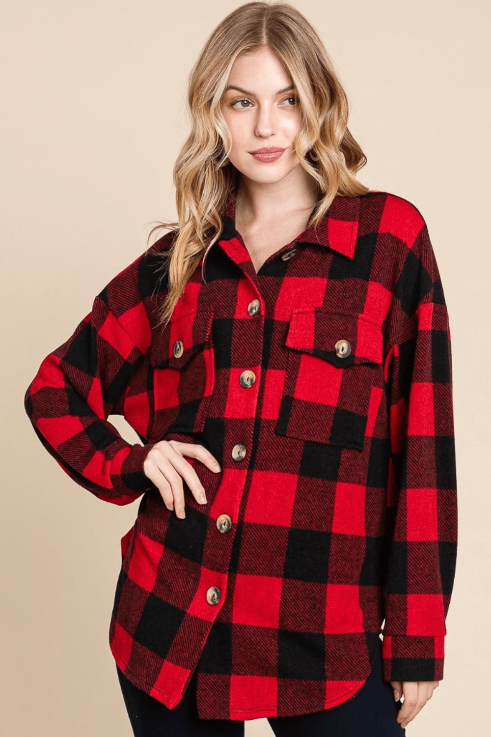 Super Lady Plaid Button Down Long Sleeve Shirt-TOPS / DRESSES-[Adult]-[Female]-2022 Online Blue Zone Planet