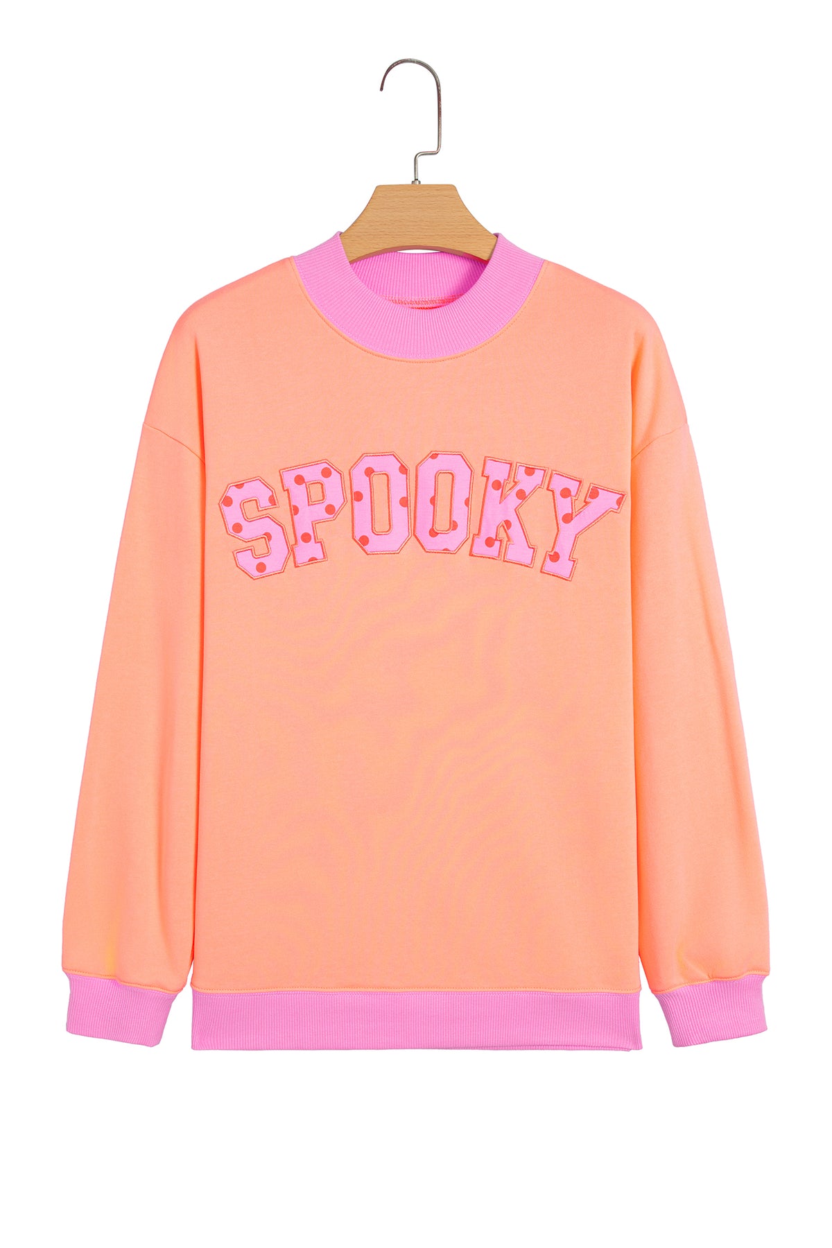 Pink Polka Dot Letter Graphic Colorblock Tunic Sweatshirt-Tops/Sweatshirts & Hoodies-[Adult]-[Female]-2022 Online Blue Zone Planet