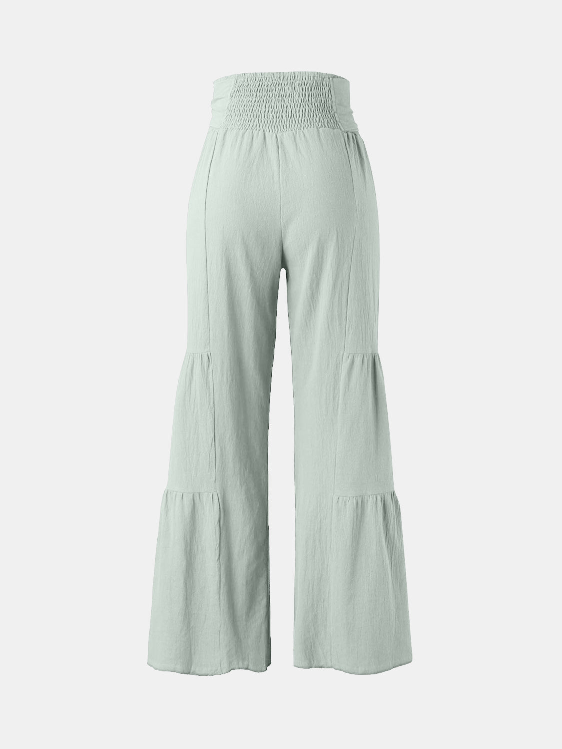 Blue Zone Planet | Tied Ruched Wide Leg Pants-BOTTOMS SIZES SMALL MEDIUM LARGE-[Adult]-[Female]-Light Green-S-2022 Online Blue Zone Planet