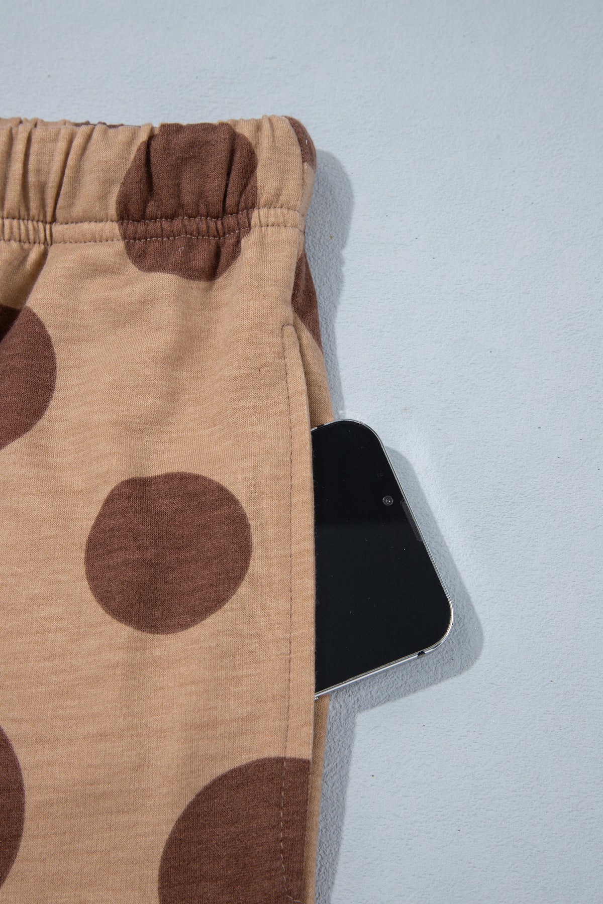 Khaki Polka Dot Long Sleeve Top Drawstring Relaxed Pants Set-Two Piece Sets/Pant Sets-[Adult]-[Female]-2022 Online Blue Zone Planet