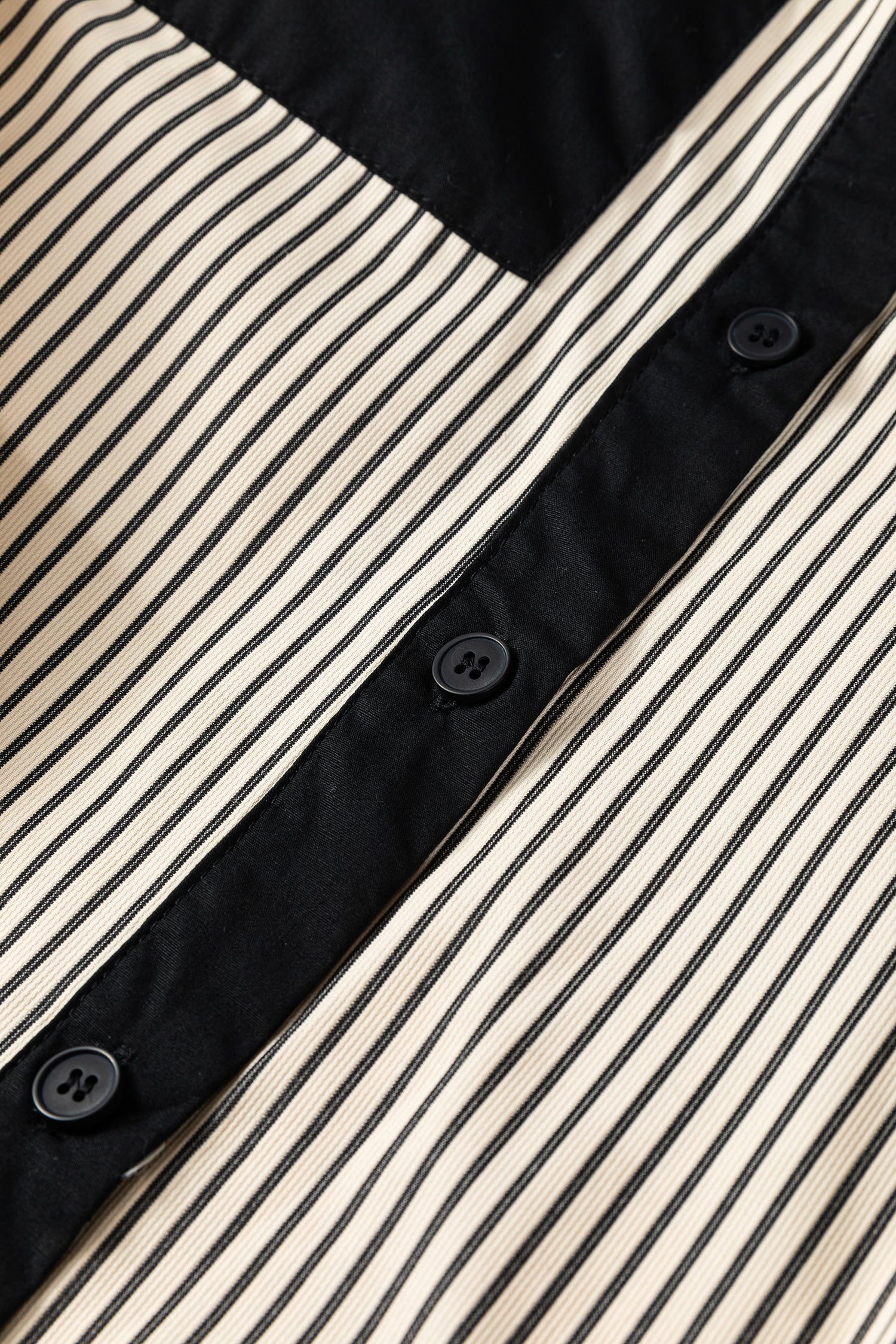 Black Stripe Color Block Patchwork Shirt Collar Button Down Puff Sleeve Mini Dress-TOPS / DRESSES-[Adult]-[Female]-2022 Online Blue Zone Planet