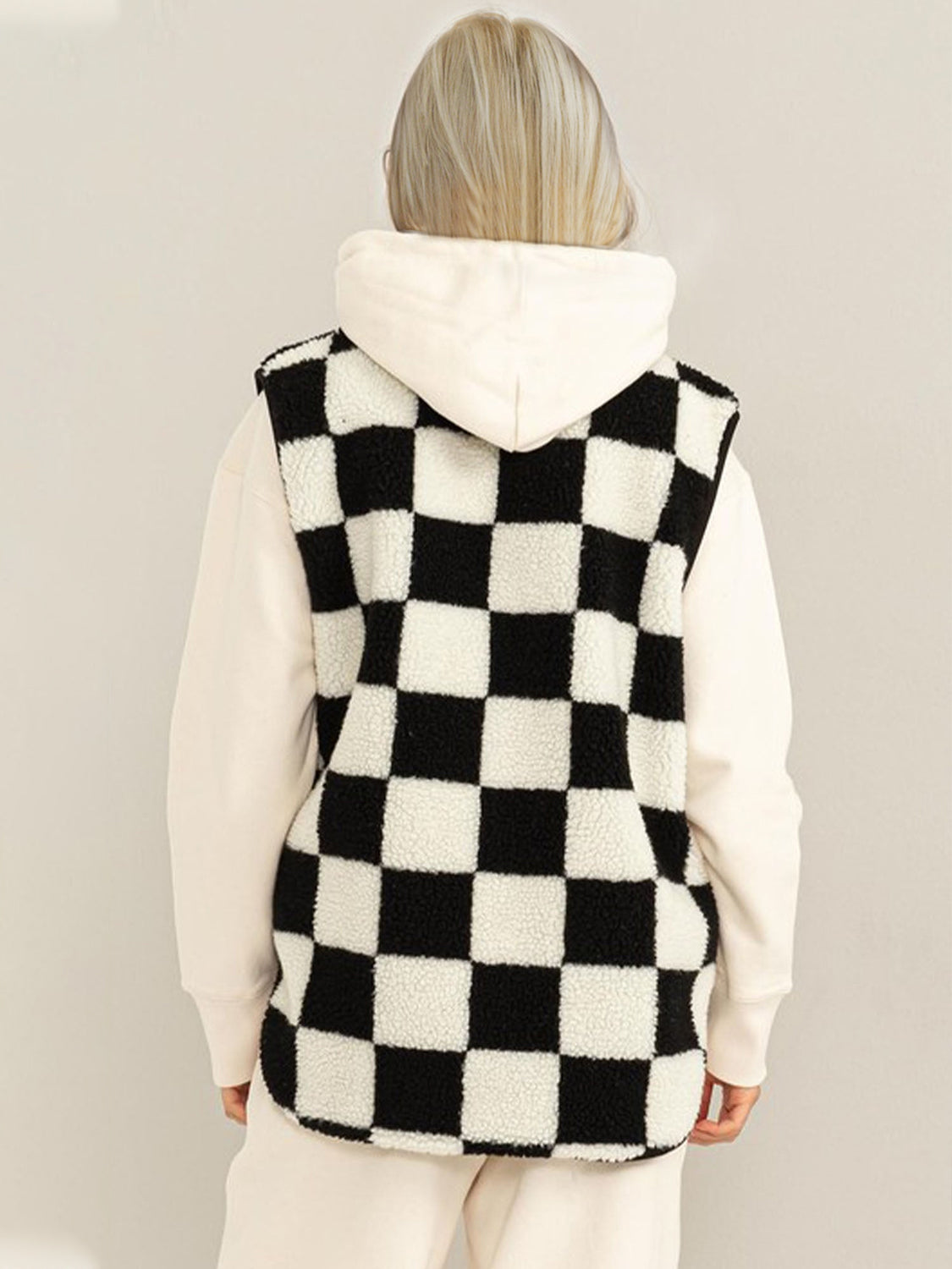 Double Take Full Size Zip Up Checkered Vest Cost-TOPS / DRESSES-[Adult]-[Female]-2022 Online Blue Zone Planet