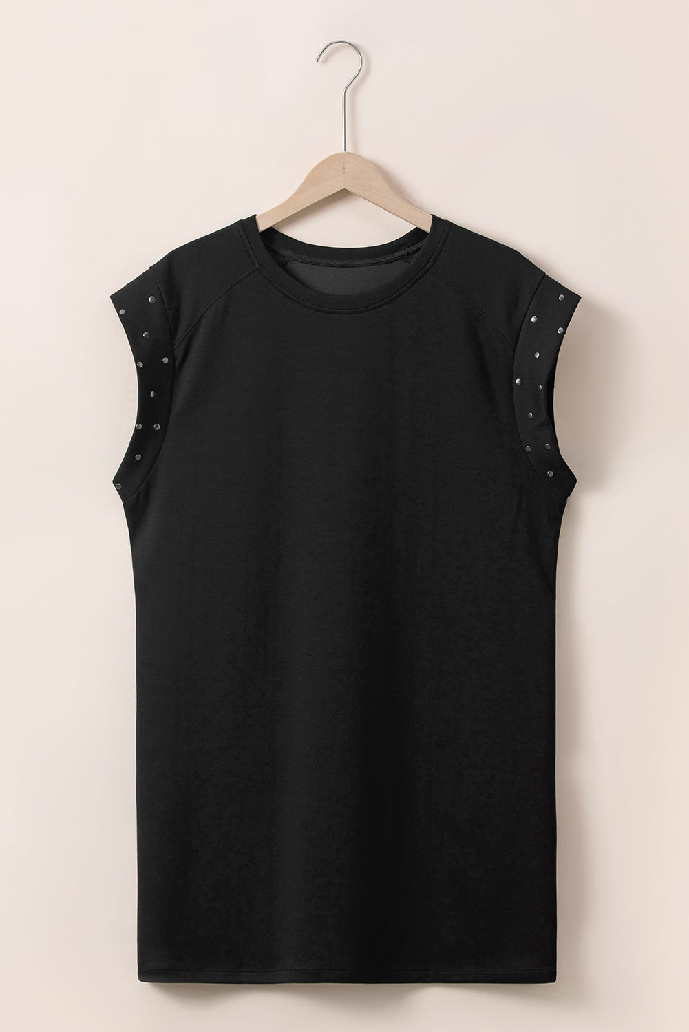 Black Studded Cap Sleeve Plus Size T-shirt Dress-TOPS / DRESSES-[Adult]-[Female]-2022 Online Blue Zone Planet