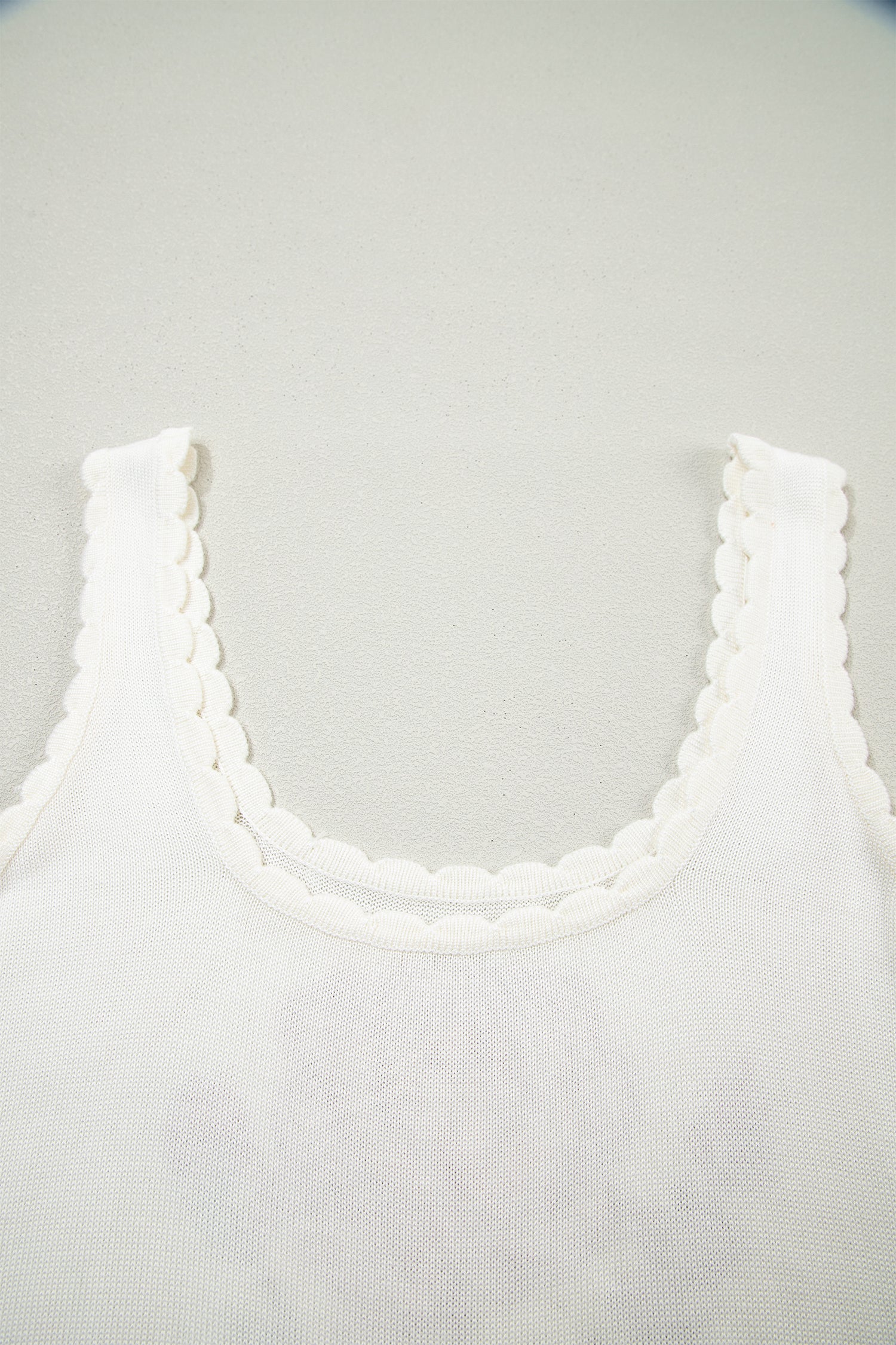 White Retro Floral Print Scalloped Square Neck Knit Sweater Vest-TOPS / DRESSES-[Adult]-[Female]-2022 Online Blue Zone Planet