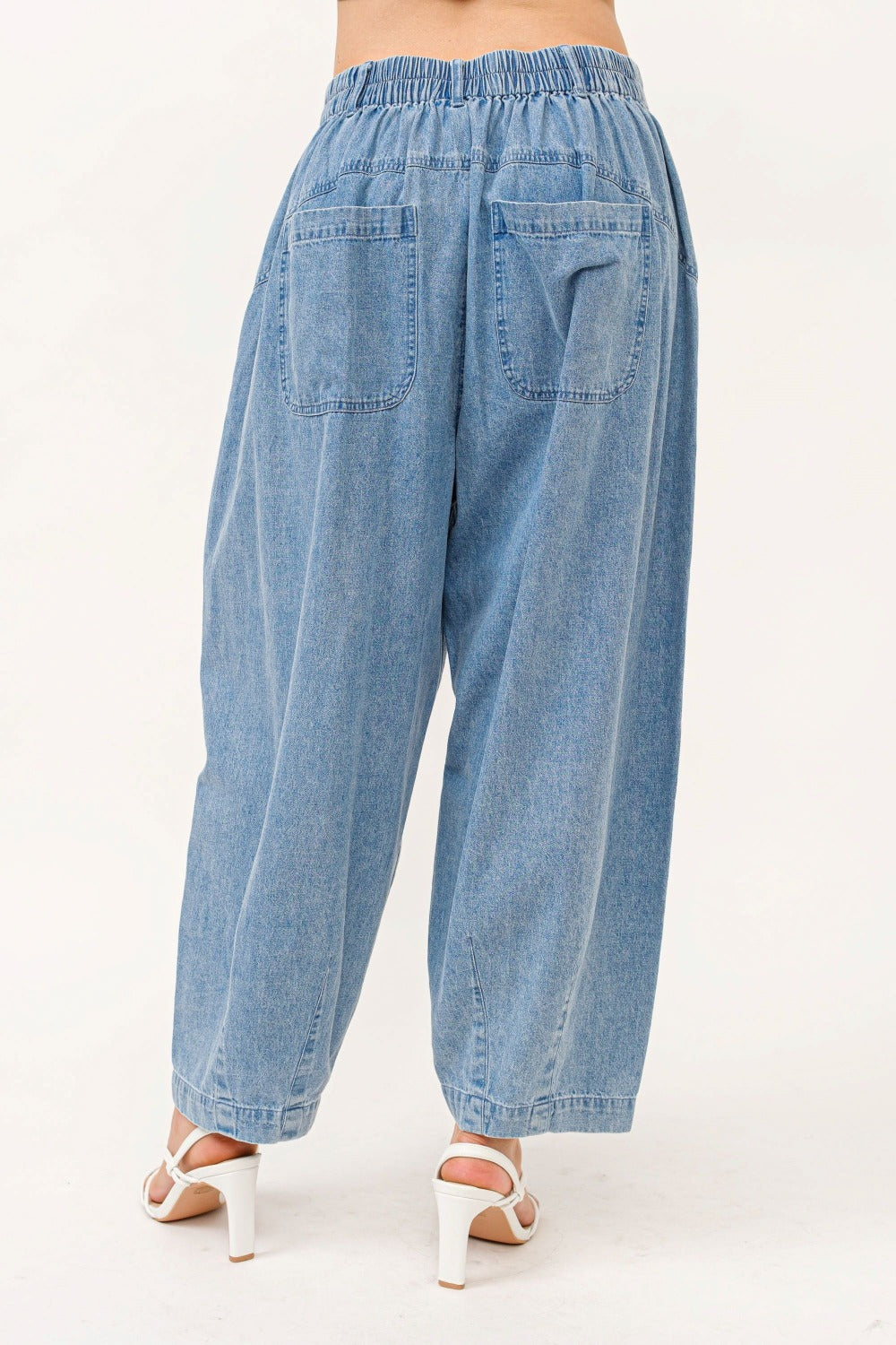 And The Why Elastic Back Pleated Baggy Jeans-[Adult]-[Female]-2022 Online Blue Zone Planet