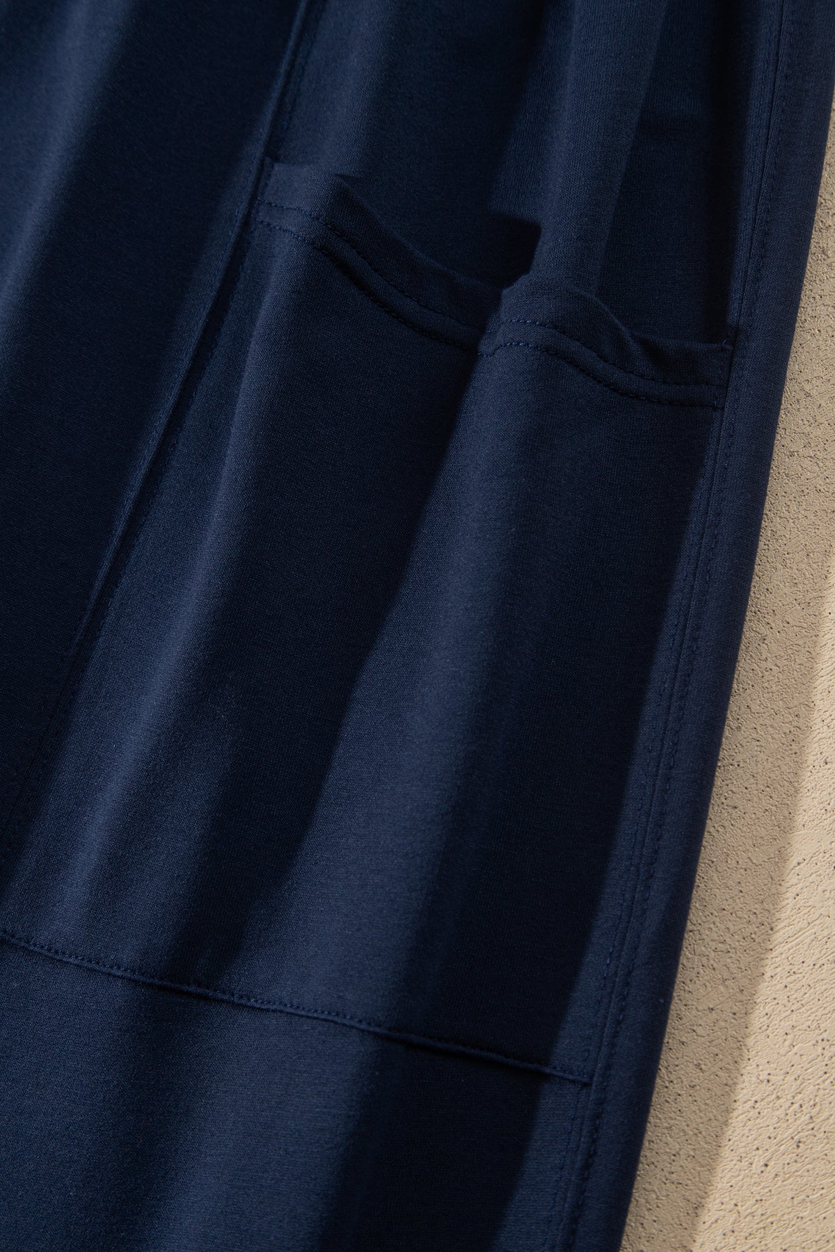 Dirty blue Elastic Waist Drawstring Wide Leg Full Length Pants