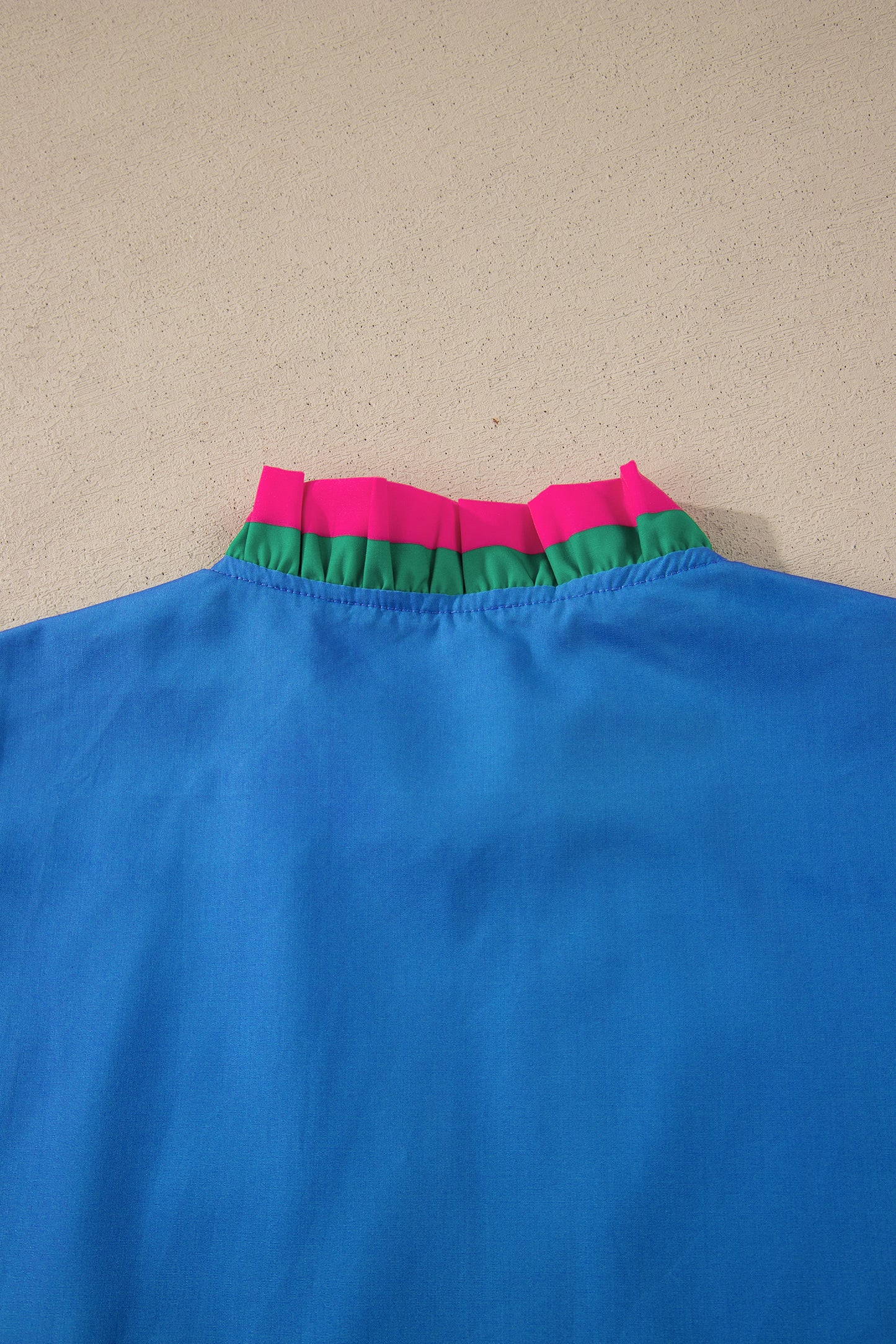 Sky Blue Striped Frilled Collar Ruffled Short Sleeve Blouse-Tops/Blouses & Shirts-[Adult]-[Female]-2022 Online Blue Zone Planet