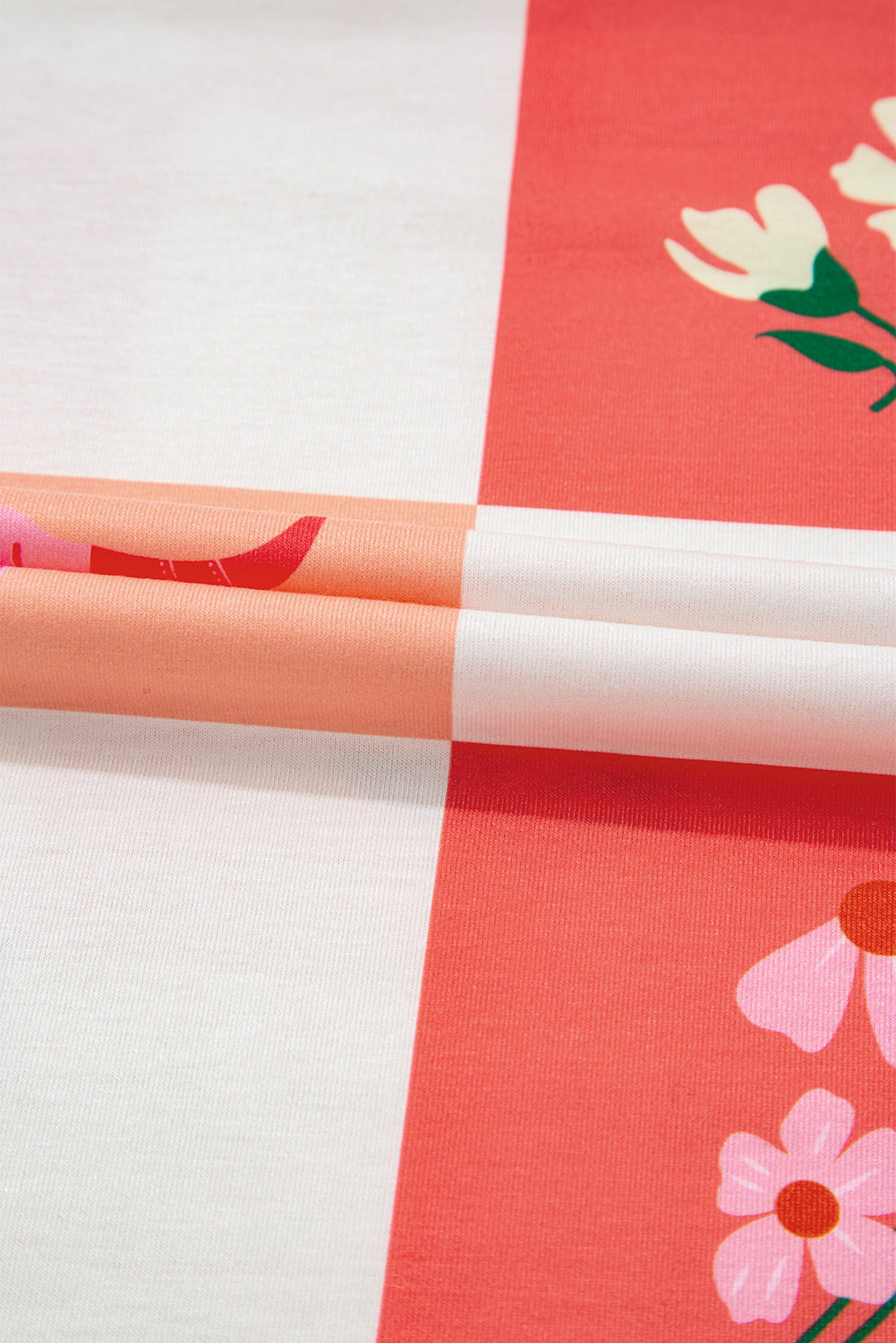 Orange Western Fashion Checker Print Crewneck T Shirt-Tops/Tops & Tees-[Adult]-[Female]-2022 Online Blue Zone Planet