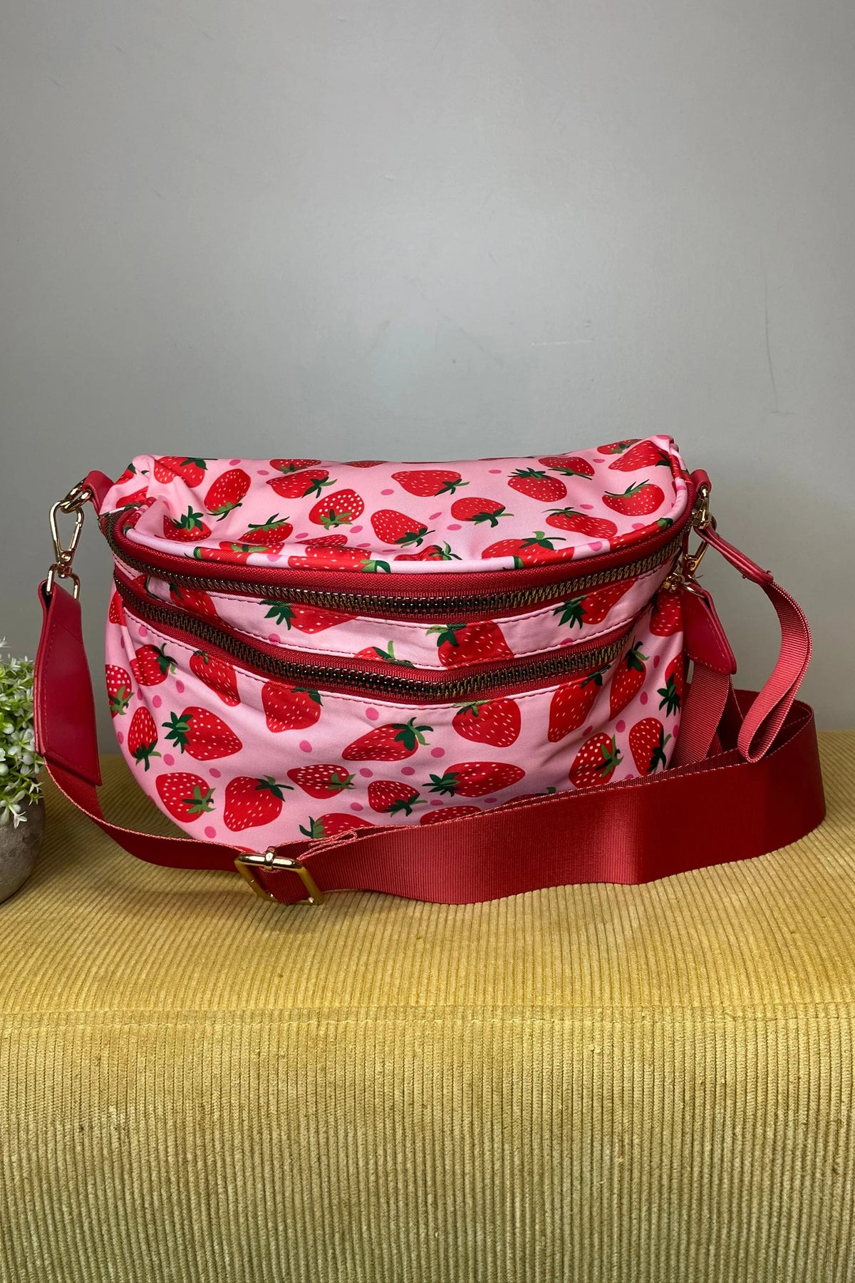 Color black Pretty Checkerboard Canvas Double Zip Crossbody Bag-Shoes & Bags/Crossbody Bags-[Adult]-[Female]-Fiery Red-ONE SIZE-2022 Online Blue Zone Planet