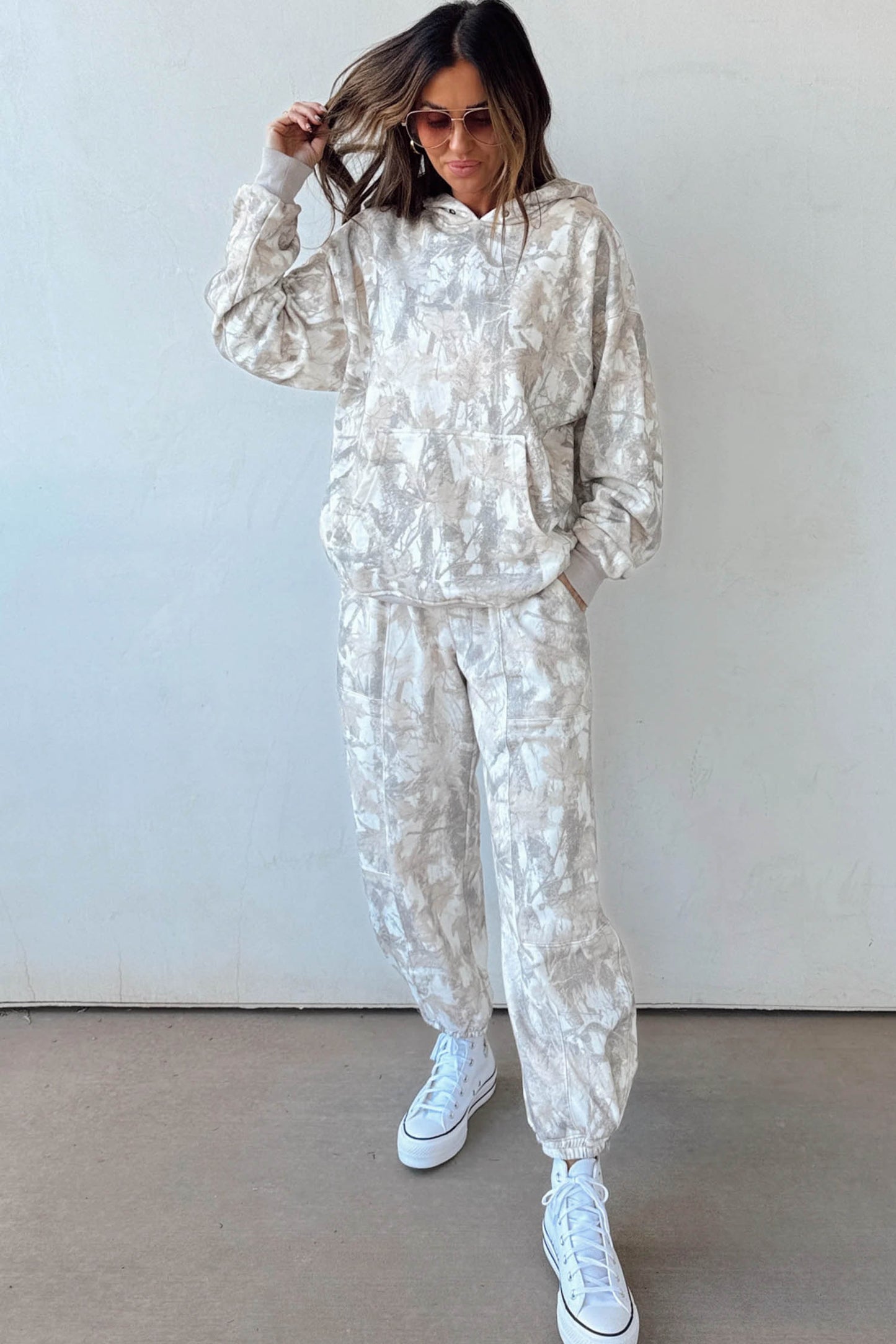 Multicolour Abstract Print Long Sleeve Elastic Waist Pant Set-Tops / Dresses-[Adult]-[Female]-2022 Online Blue Zone Planet