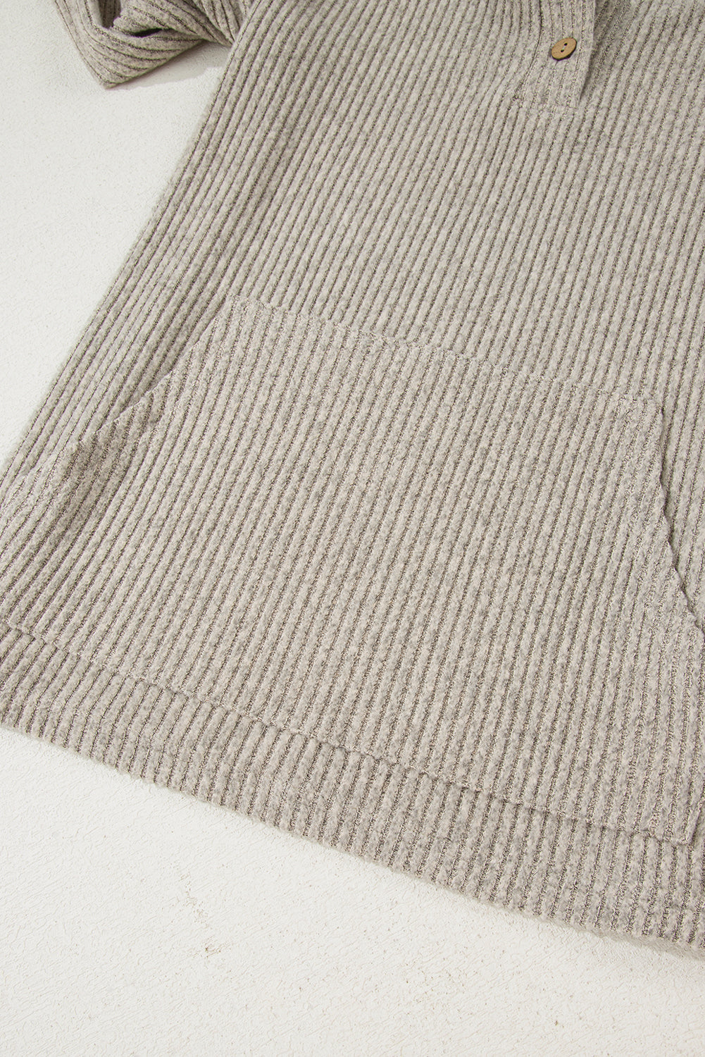 Simply Taupe Ribbed Texture Drop Shoulder Henley Knit Top-Tops/Long Sleeve Tops-[Adult]-[Female]-2022 Online Blue Zone Planet