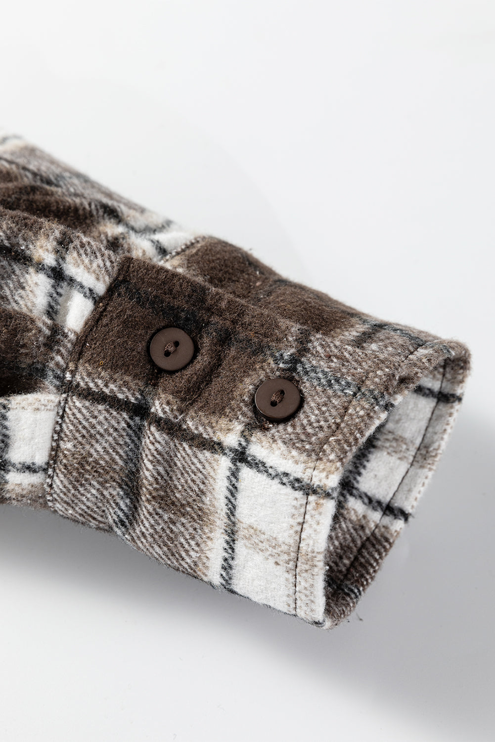 Dark Brown Flanel Plaid Single Chest Pocket Boyfriend Shacket-TOPS / DRESSES-[Adult]-[Female]-2022 Online Blue Zone Planet