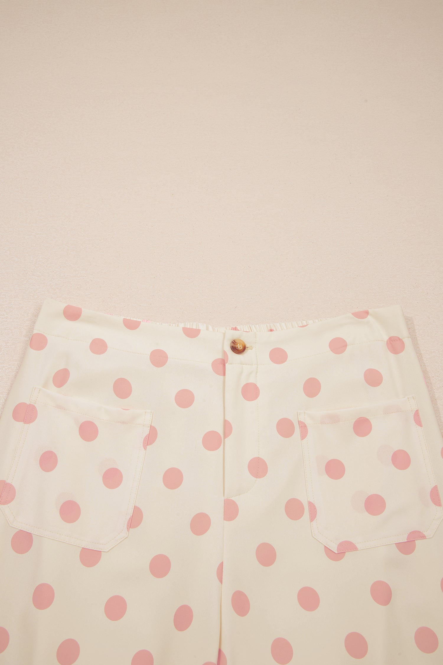 White Polka Dot Print Patched Pocket Loose Pants-Bottoms/Pants & Culotte-[Adult]-[Female]-2022 Online Blue Zone Planet