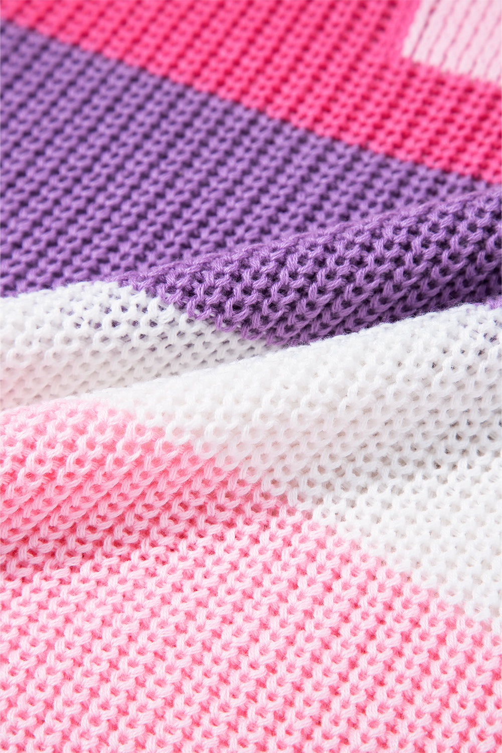 Pink Color Block Notch V Neck Sweater T Shirt-TOPS / DRESSES-[Adult]-[Female]-2022 Online Blue Zone Planet