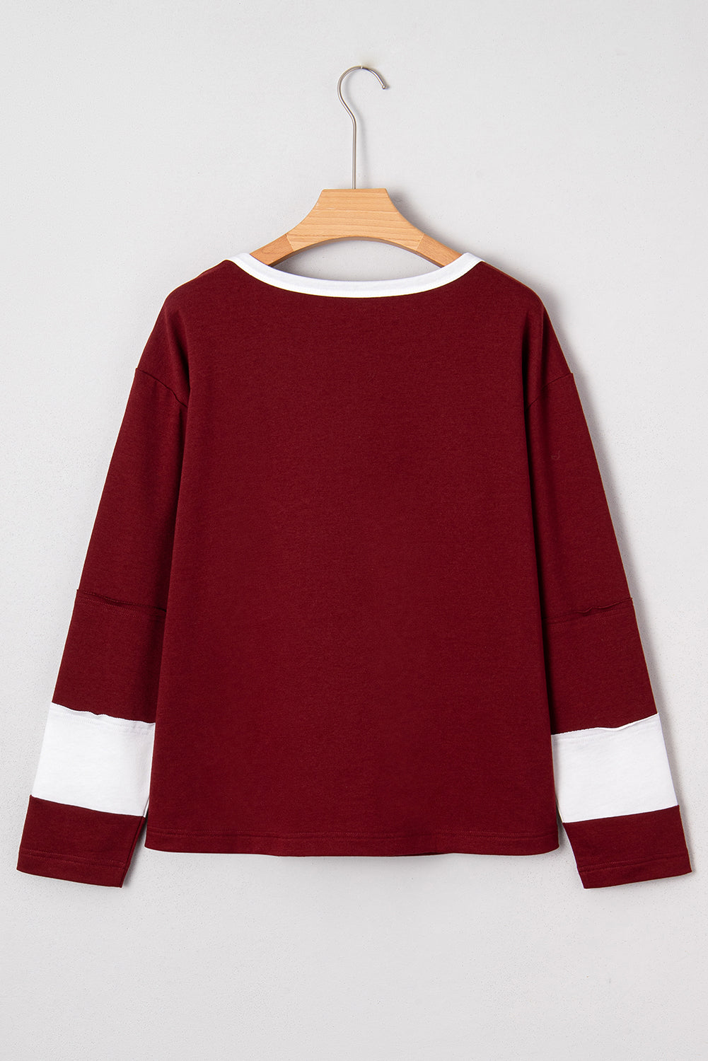 Red Dahlia Cheerful Daisy Flower Patched Round Neck Long Sleeve Top-Tops/Long Sleeve Tops-[Adult]-[Female]-2022 Online Blue Zone Planet