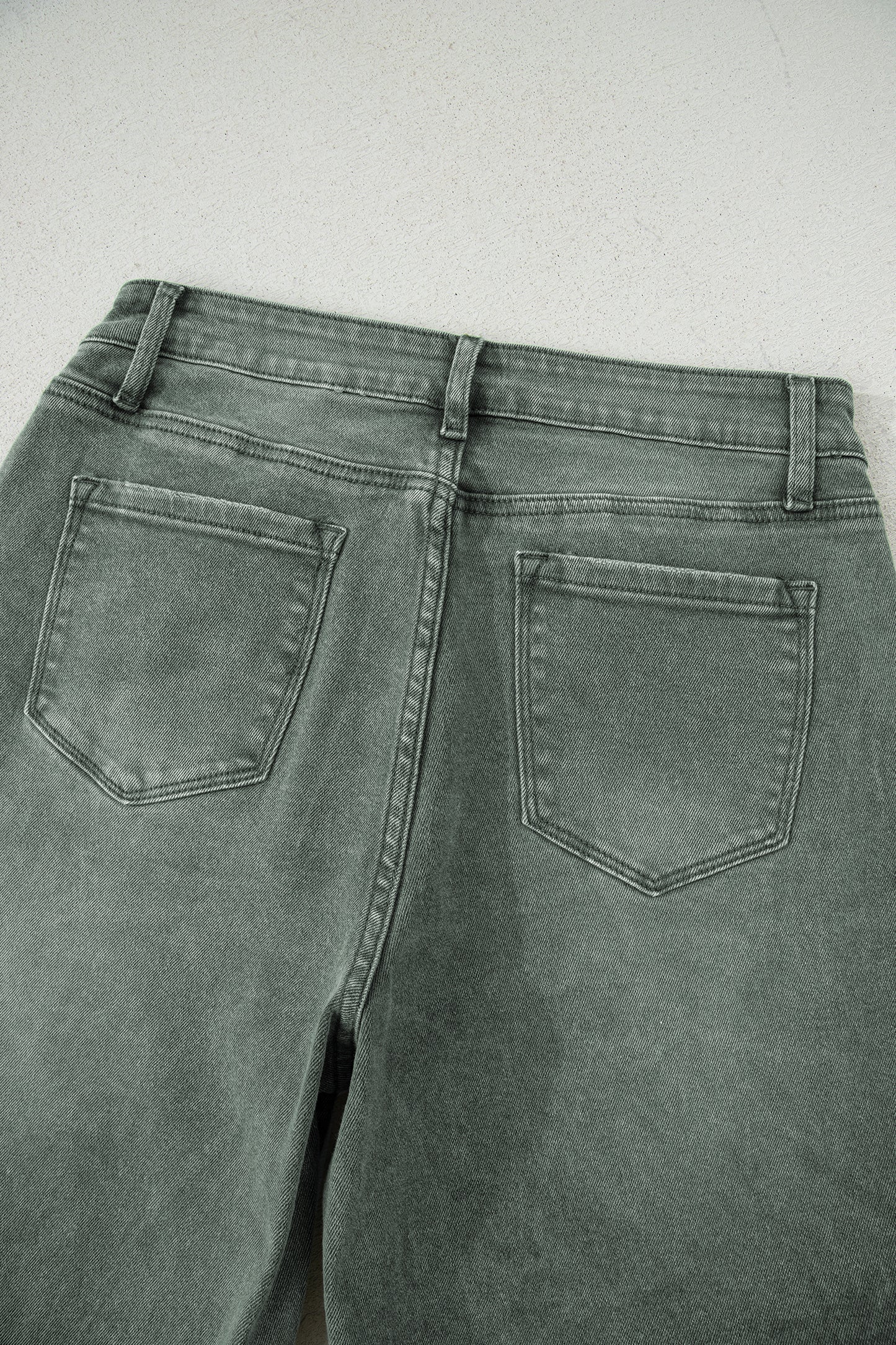 Four Leaf Clover Slight Distressed Raw Edge Wide Leg Jeans-Bottoms/Jeans-[Adult]-[Female]-2022 Online Blue Zone Planet