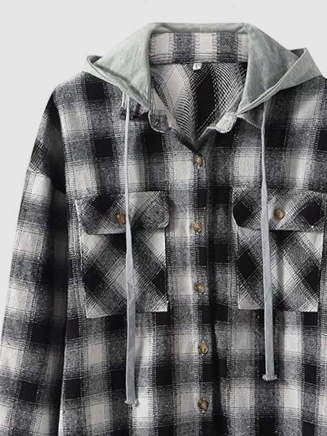 Blue Zone Planet | Raw Hem Plaid Long Sleeve Hooded Jacket-TOPS / DRESSES-[Adult]-[Female]-2022 Online Blue Zone Planet