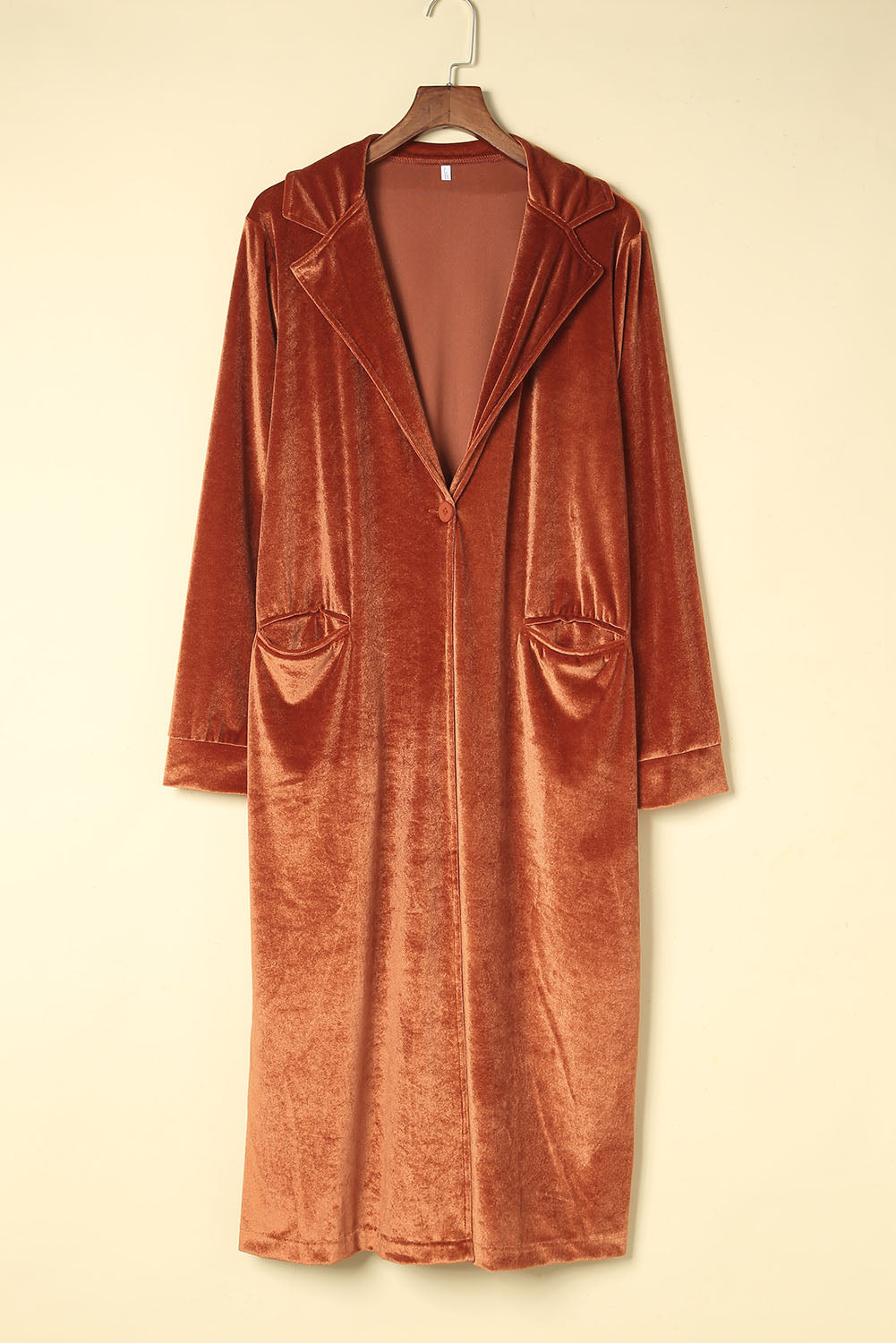 Retro Velvet Long Sleeve Pocket Coat-Outerwear/Coats-[Adult]-[Female]-2022 Online Blue Zone Planet