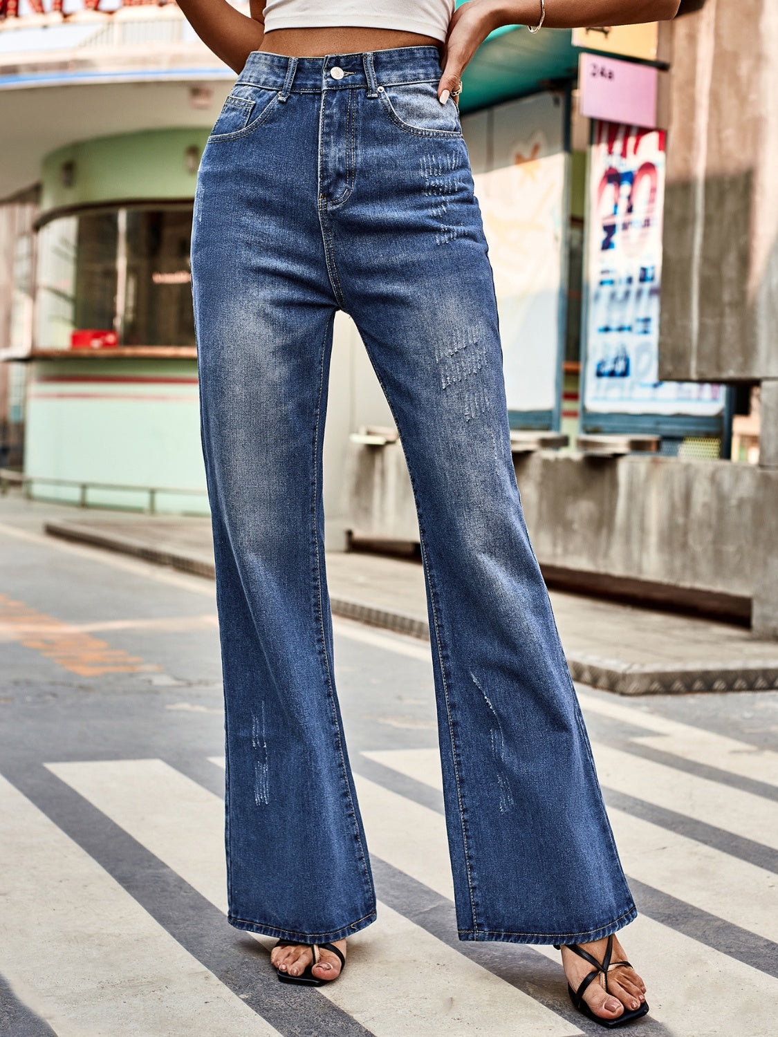 Blue Zone Planet | High Rise Bootcut Jeans with Pockets-TOPS / DRESSES-[Adult]-[Female]-2022 Online Blue Zone Planet