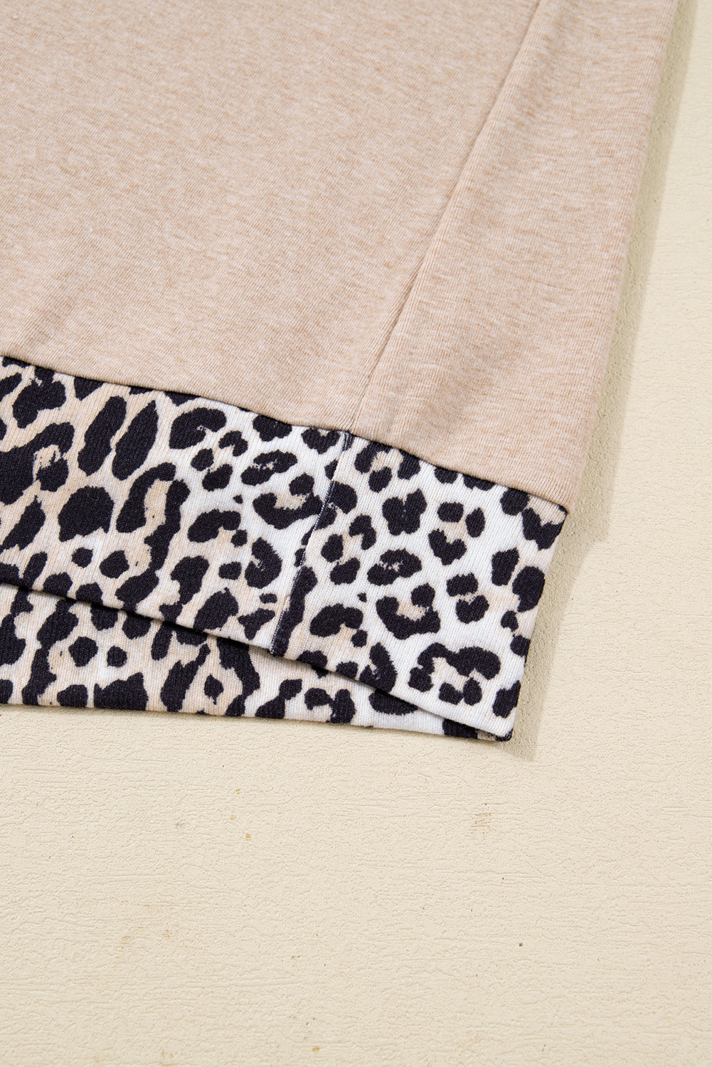 Parchment Leopard Patchwork V Neck Long Sleeve Plus Size Top-Plus Size/Plus Size Tops/Plus Size Long Sleeve Tops-[Adult]-[Female]-2022 Online Blue Zone Planet