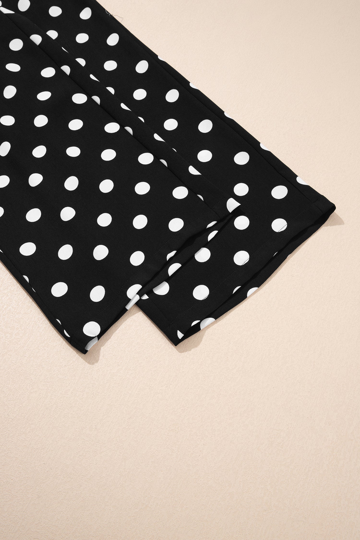 Black Polka Dot Print Patched Pocket Mid-rise Straight Leg Pants-Bottoms/Pants & Culotte-[Adult]-[Female]-2022 Online Blue Zone Planet
