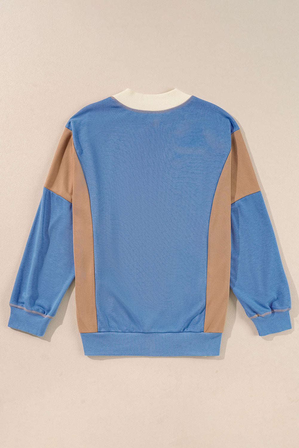 Blue Zone Planet | Slit Color Block Round Neck Long Sleeve Sweatshirt-TOPS / DRESSES-[Adult]-[Female]-2022 Online Blue Zone Planet