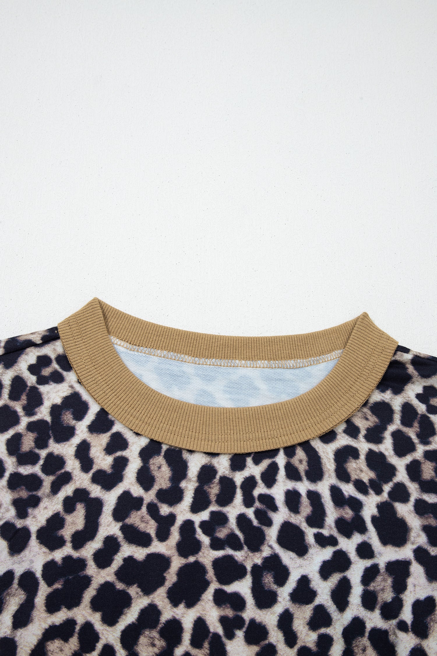 Brown Leopard Print Color Block Patchwork 3/4 Sleeve Loose Top-Tops/Long Sleeve Tops-[Adult]-[Female]-2022 Online Blue Zone Planet