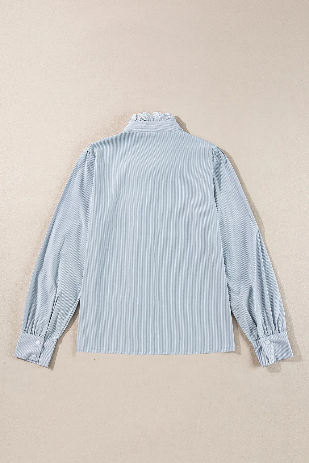 Lace Detail Striped Mock Neck Long Sleeve Shirt-TOPS / DRESSES-[Adult]-[Female]-2022 Online Blue Zone Planet