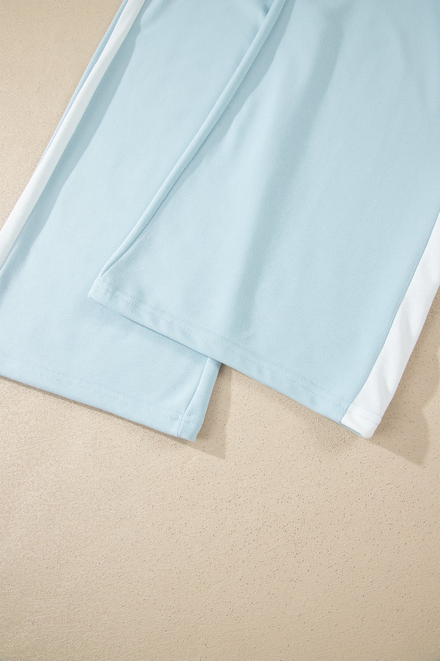 Mist Blue Contrast Trim Round Neck Pocketed Boxy Tank Top Wide Leg Pant Set-Two Piece Sets/Pant Sets-[Adult]-[Female]-2022 Online Blue Zone Planet