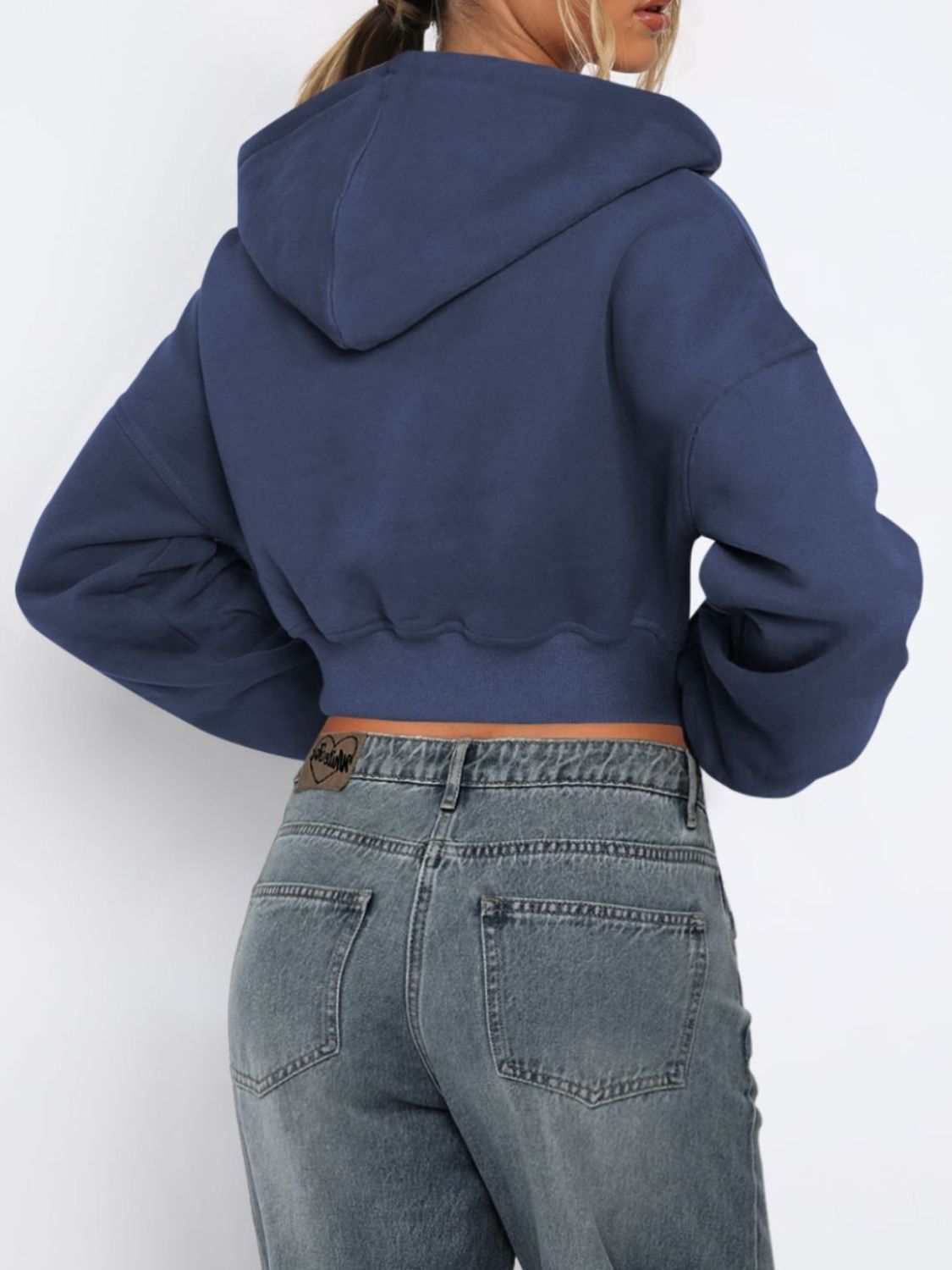 Zip Up Long Sleeve Hooded Cropped Jacket-TOPS / DRESSES-[Adult]-[Female]-2022 Online Blue Zone Planet