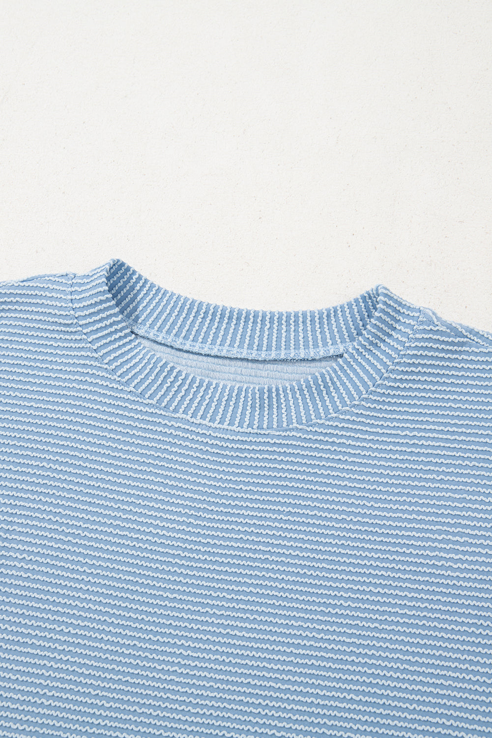Myosotis Plain Corded Knit Mock Neck T Shirt-Tops/Tops & Tees-[Adult]-[Female]-2022 Online Blue Zone Planet