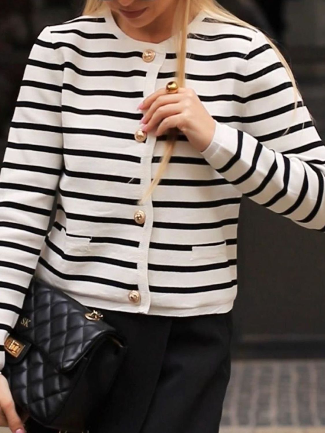 Striped Button Down Long Sleeve Cardigan-TOPS / DRESSES-[Adult]-[Female]-2022 Online Blue Zone Planet