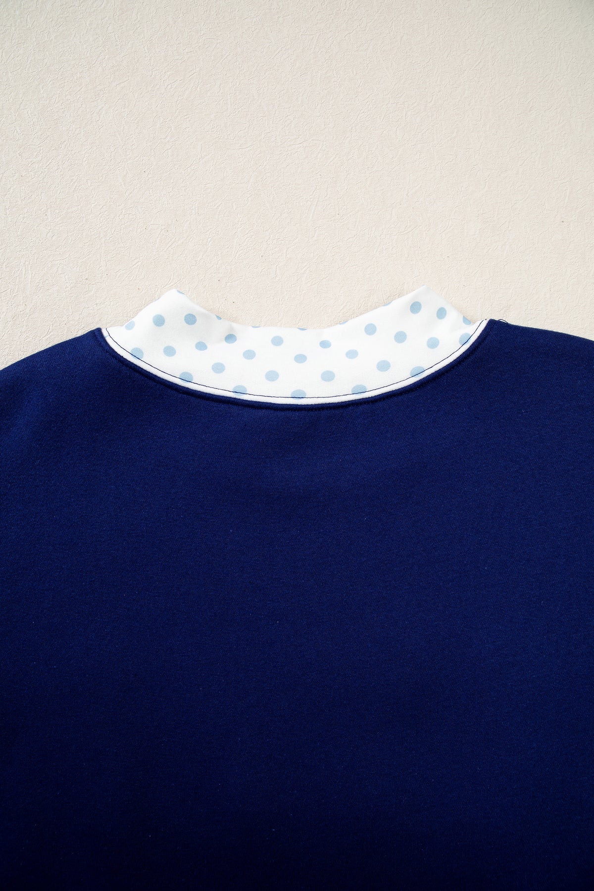 Dirty blue Polka Dot Trim High Neck GRACE Letter Graphic Baggy Sweatshirt-Tops/Sweatshirts & Hoodies-[Adult]-[Female]-2022 Online Blue Zone Planet