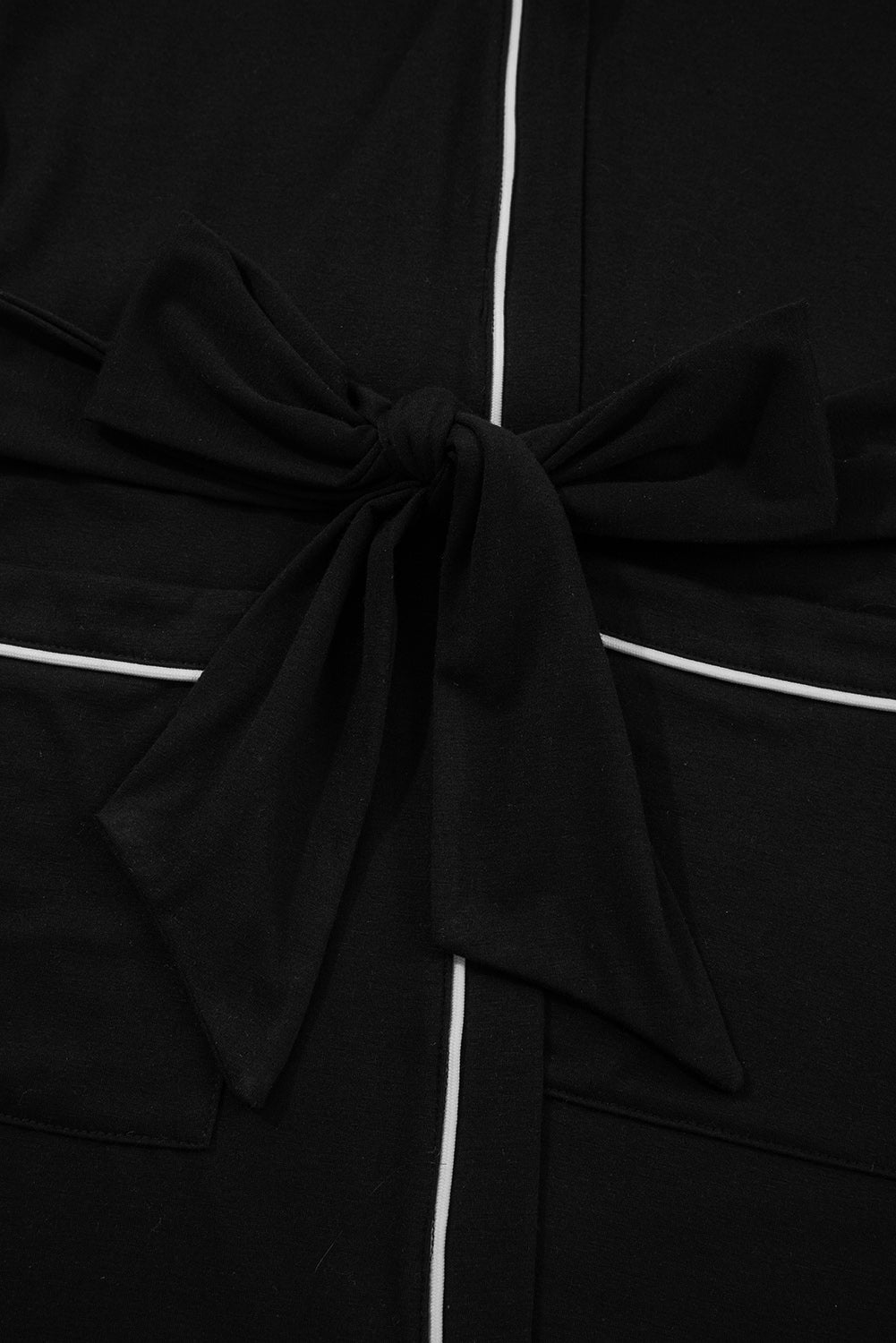 Black Contrast Trim Hooded Lounge Cardigan and Pants Set-Tops / Dresses-[Adult]-[Female]-2022 Online Blue Zone Planet
