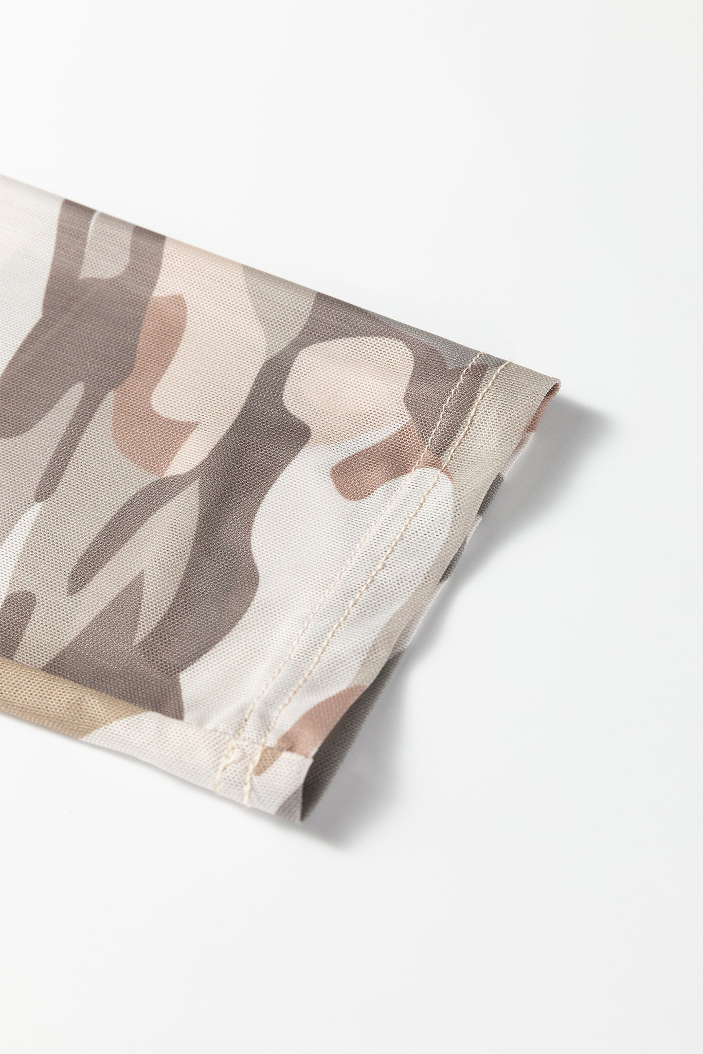 Green Plus Size Western Camo Print Mesh Long Sleeve Top-Plus Size/Plus Size Tops/Plus Size Long Sleeve Tops-[Adult]-[Female]-2022 Online Blue Zone Planet