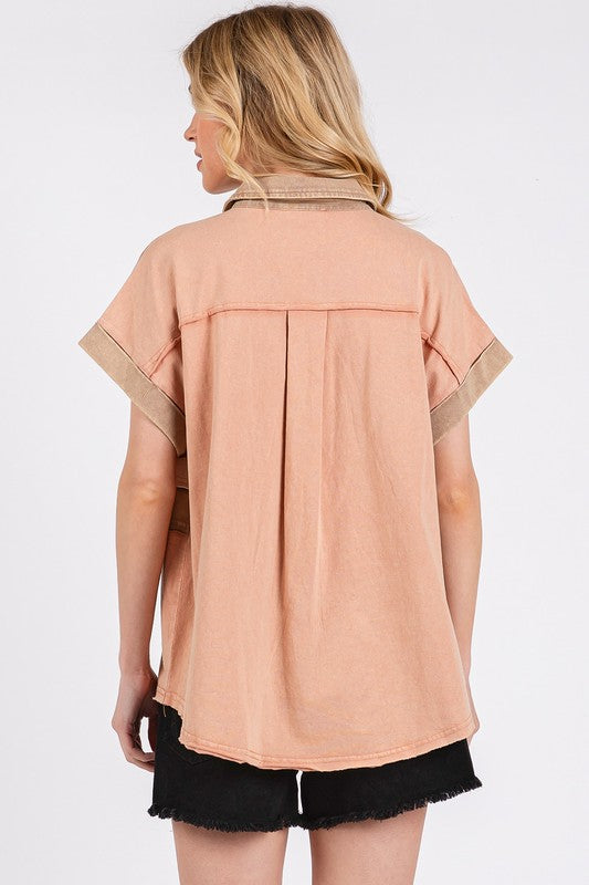Mittoshop Mineral Washed Half Button Polo Top-TOPS / DRESSES-[Adult]-[Female]-2022 Online Blue Zone Planet