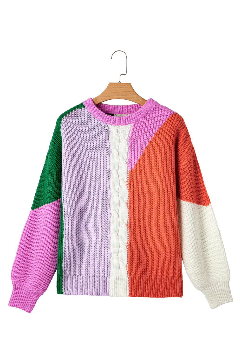 Desert Gold Color Block Textured Knit Drop Shoulder Loose Fit Sweater-TOPS / DRESSES-[Adult]-[Female]-2022 Online Blue Zone Planet