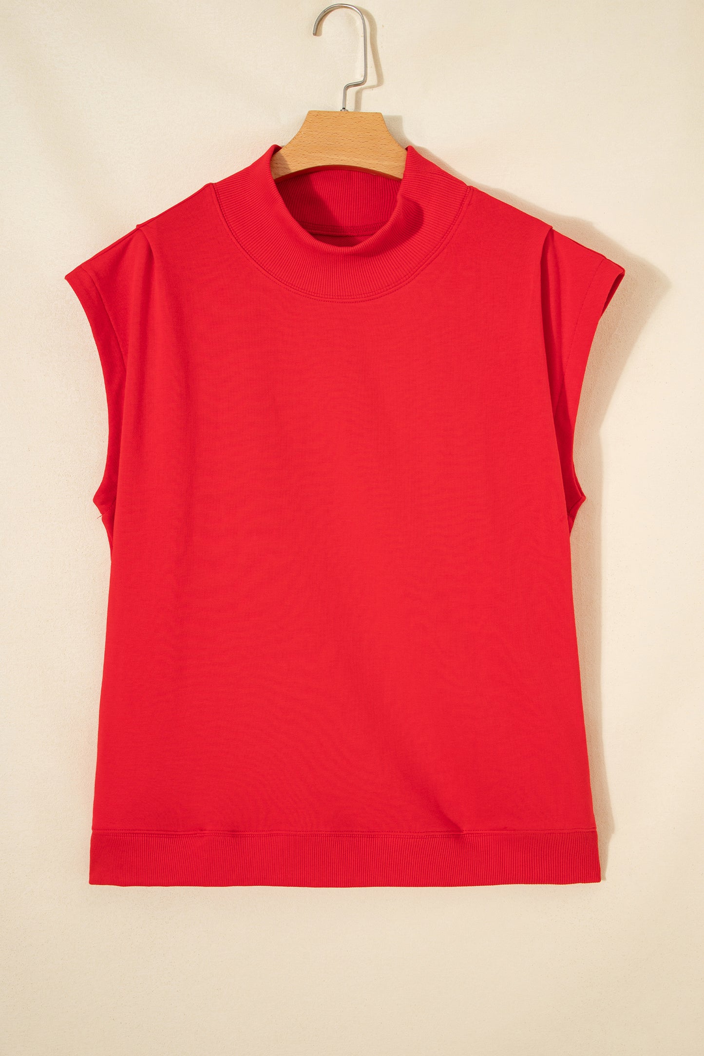 Light Grey Solid Color High Neck Cap Sleeve Loose Top-Tops/Tops & Tees-[Adult]-[Female]-2022 Online Blue Zone Planet
