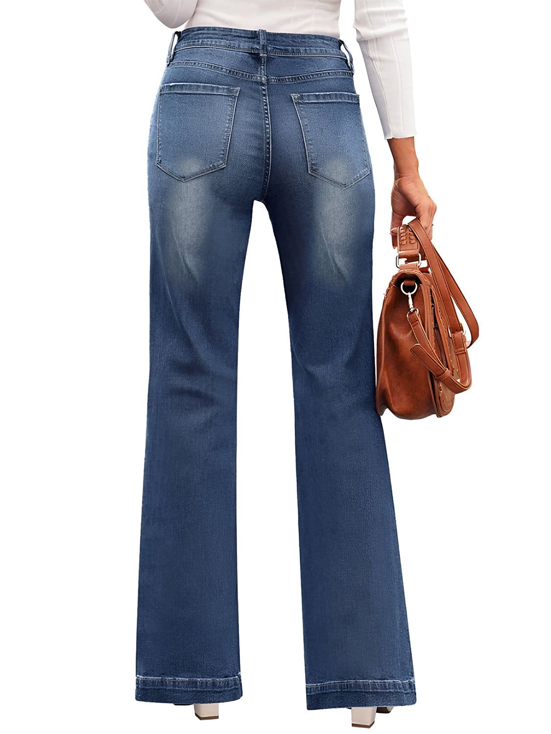 Blue Zone Planet | High Waist Bootcut Jeans with Pockets-TOPS / DRESSES-[Adult]-[Female]-2022 Online Blue Zone Planet