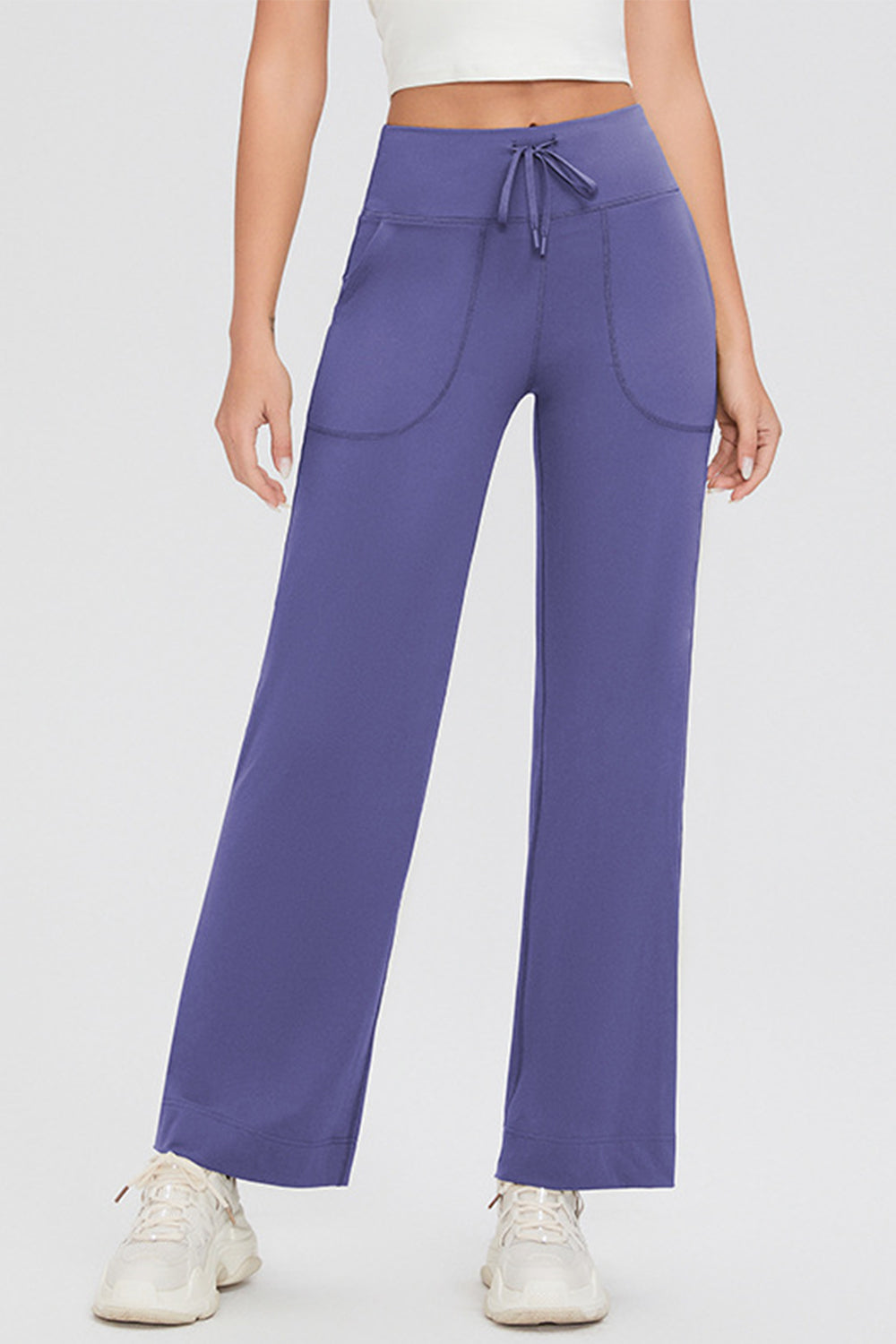 Basic Bae Full Size Drawstring High Waist Pants with Pockets-BOTTOMS SIZES SMALL MEDIUM LARGE-[Adult]-[Female]-2022 Online Blue Zone Planet