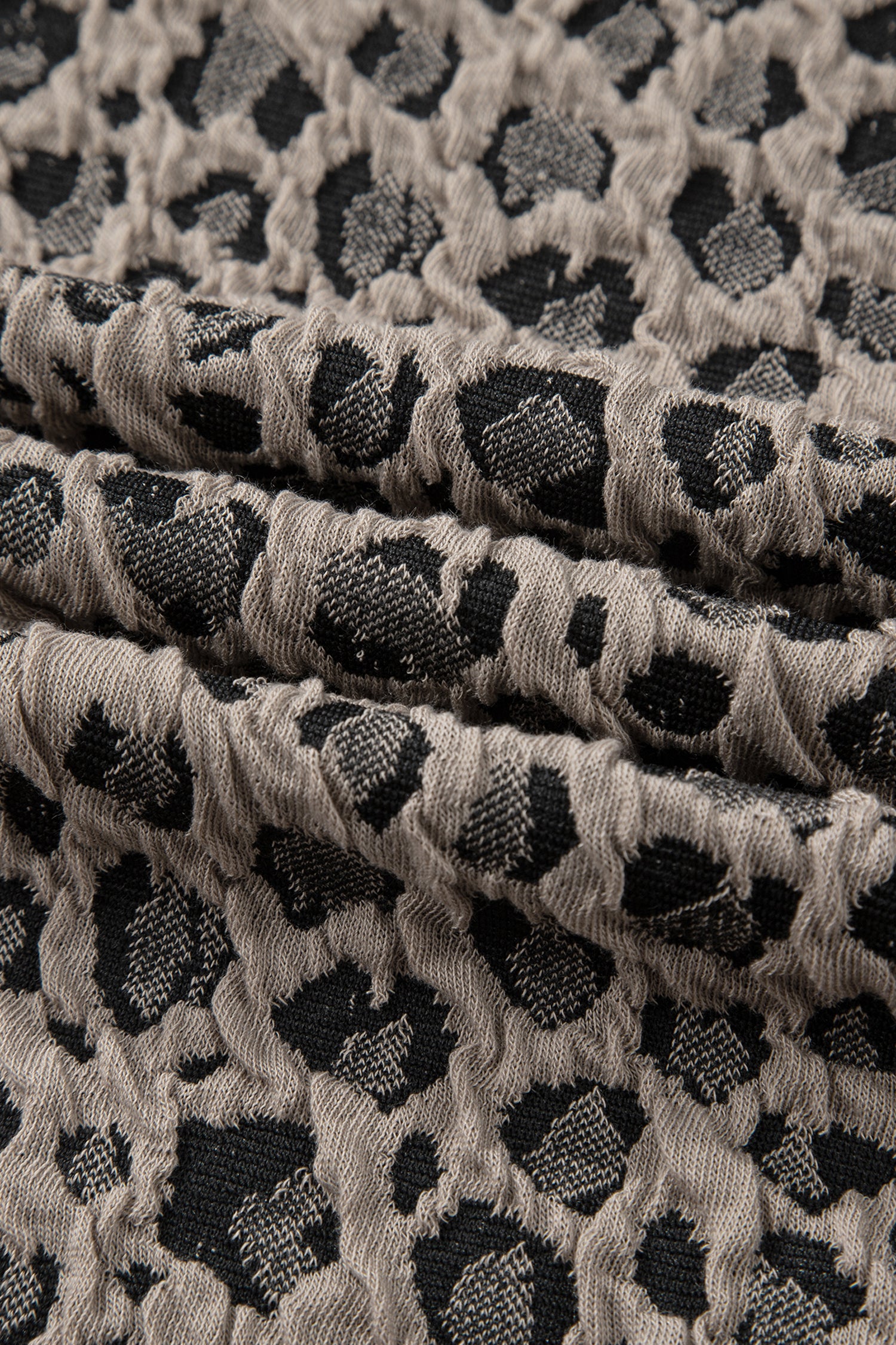 Khaki Jacquard Leopard Half Sleeve Jumper Wide Leg Pant Set-Two Piece Sets/Pant Sets-[Adult]-[Female]-2022 Online Blue Zone Planet