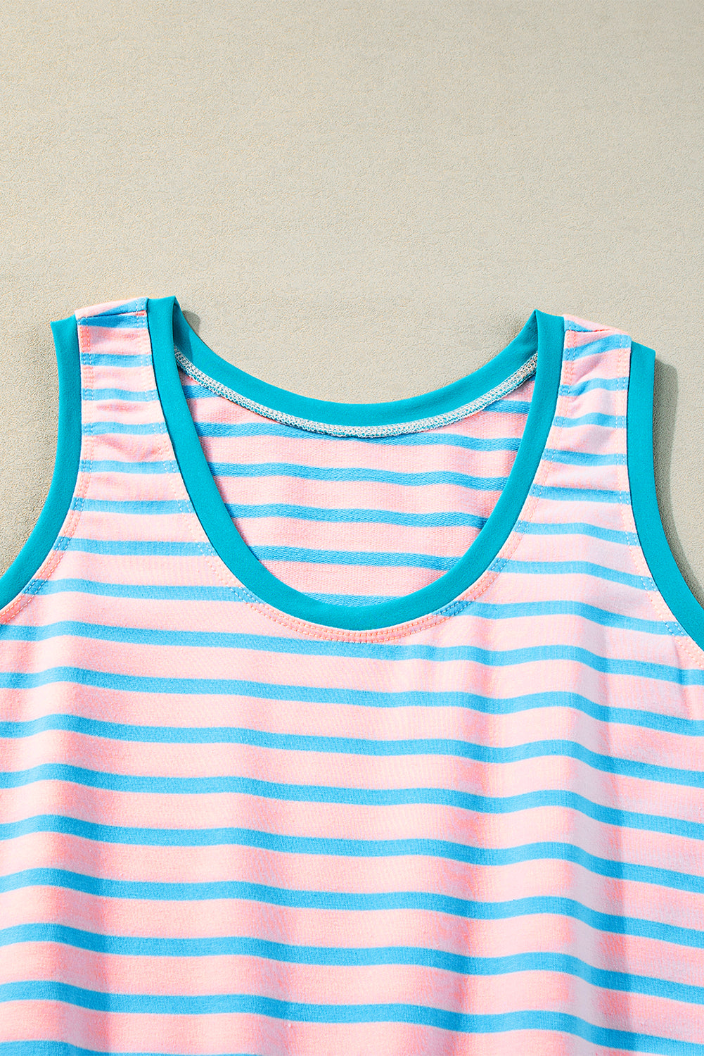 Blue Zone Planet | Pink Stripe Contrast Trim Pocketed Tank Dress-TOPS / DRESSES-[Adult]-[Female]-2022 Online Blue Zone Planet