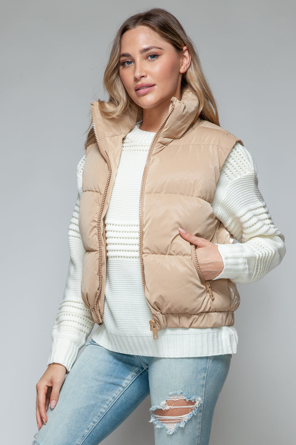 Snobbish Fine Fur Lining Quilted Vest-TOPS / DRESSES-[Adult]-[Female]-2022 Online Blue Zone Planet