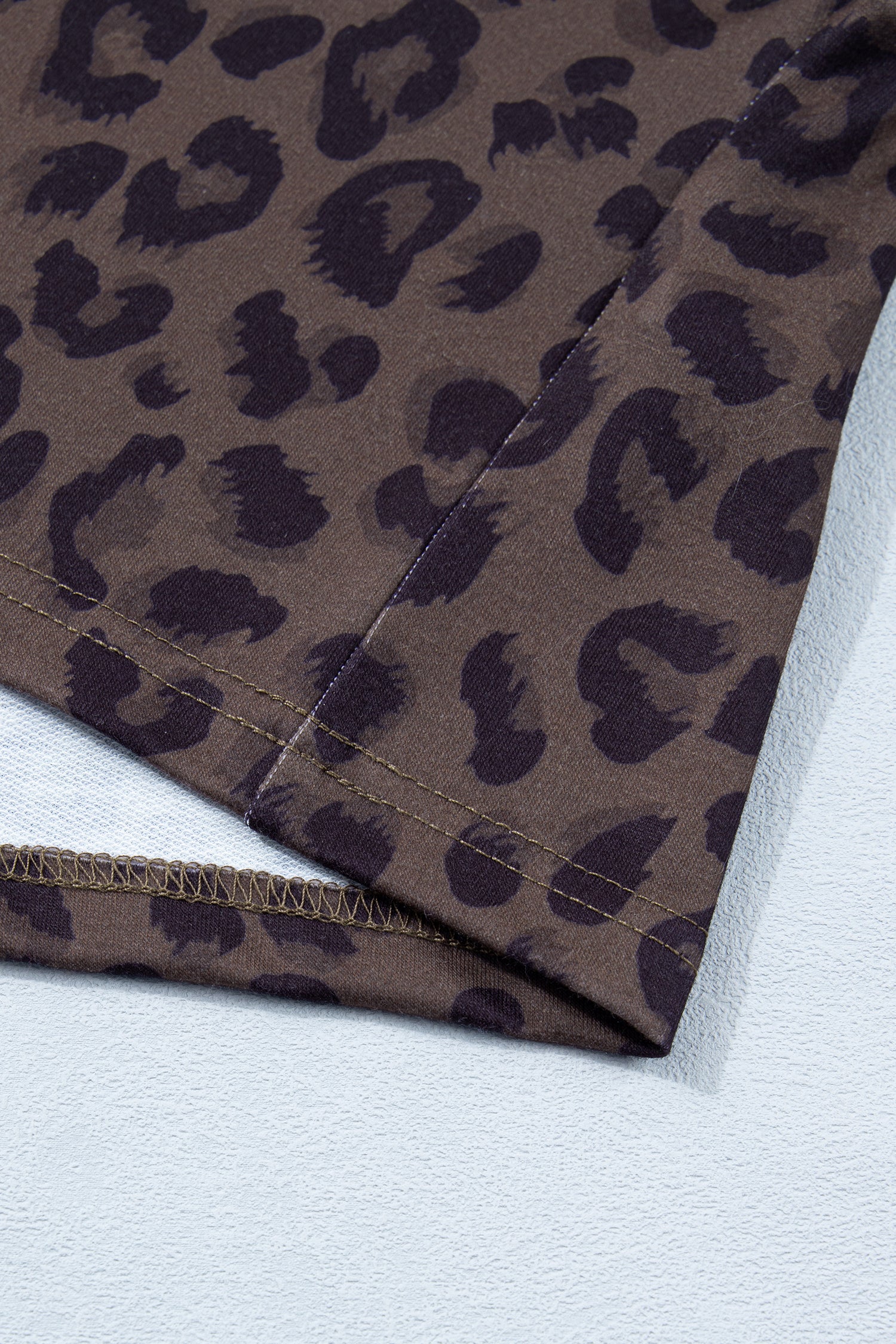 Brown V Neck Collar Leopard Printed 2pcs Short Set-Two Piece Sets/Short Sets-[Adult]-[Female]-2022 Online Blue Zone Planet