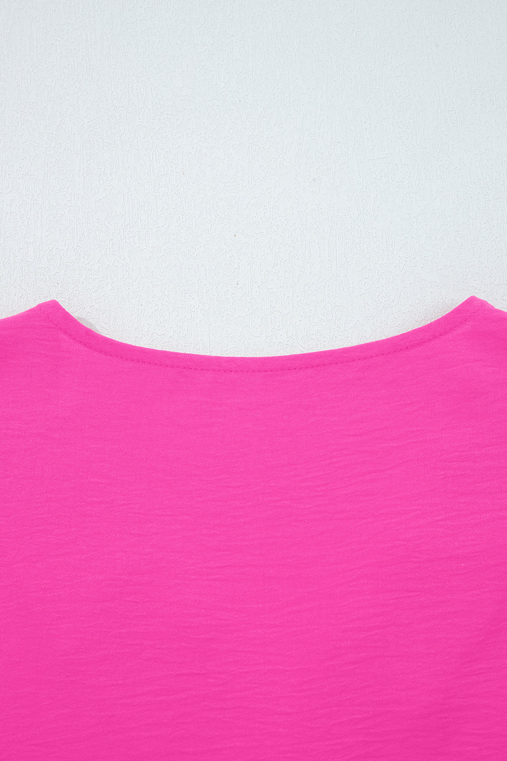 Bright Pink Frilled V Neckline Bracelet Sleeve Crinkled Blouse-Bracelet-[Adult]-[Female]-2022 Online Blue Zone Planet