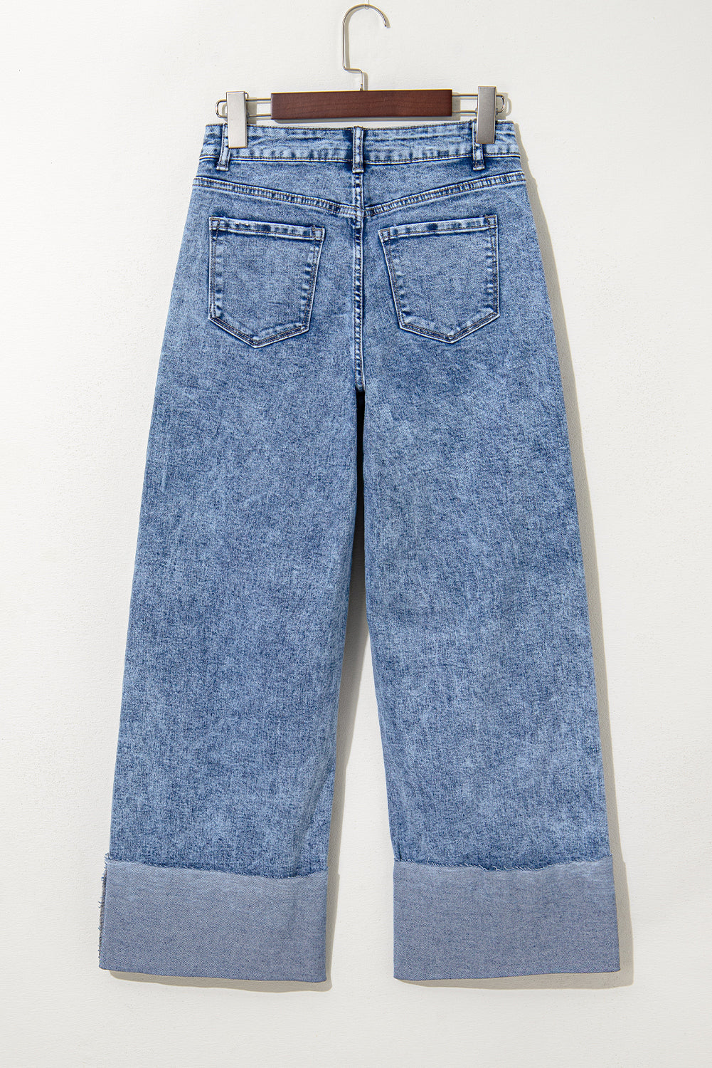 Ashleigh Blue Mineral Wash Bottom Cuff Distressed Wide Leg Jeans-Bottoms/Jeans-[Adult]-[Female]-2022 Online Blue Zone Planet