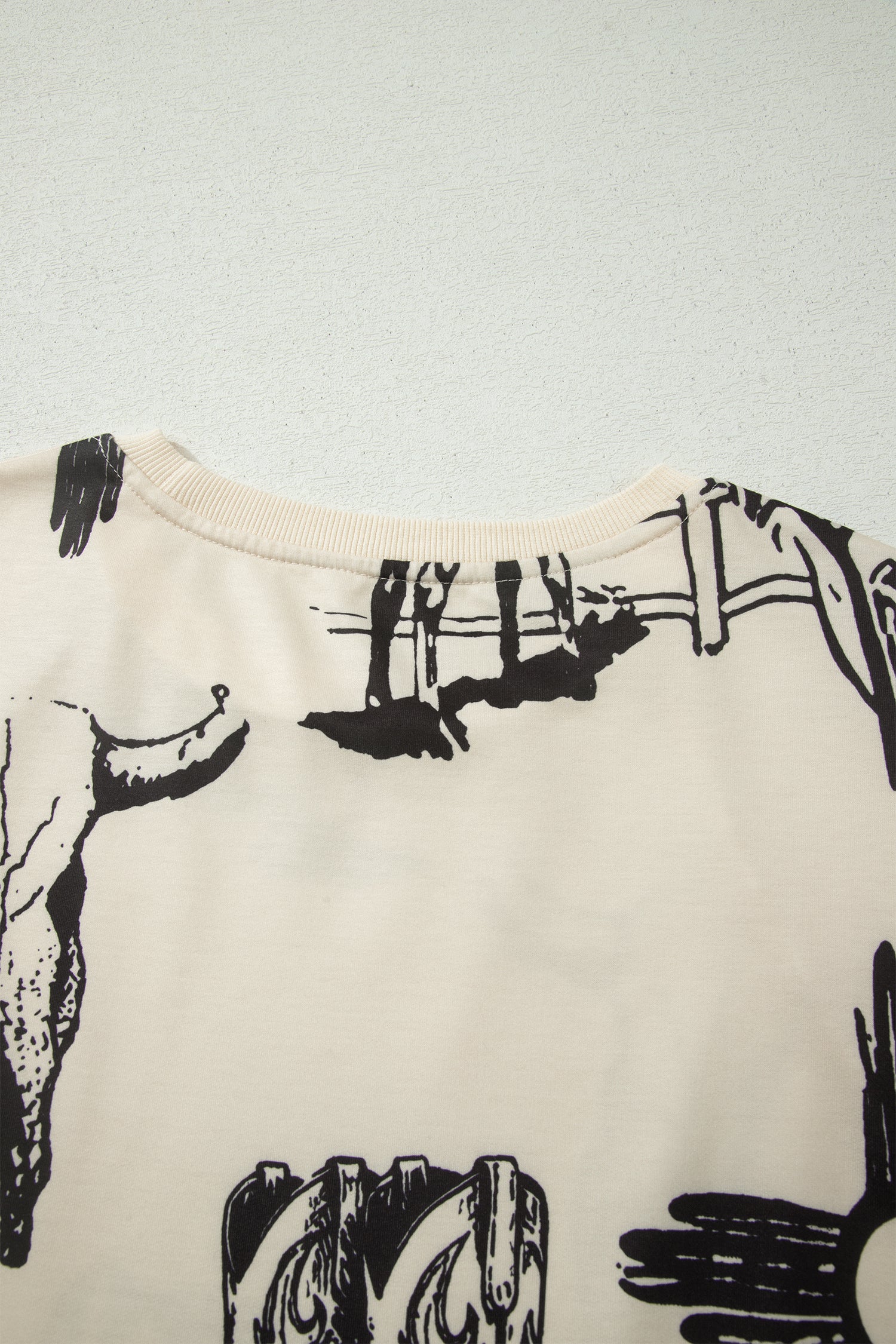 Beige Retro Western Print T Shirt-Tops/Tops & Tees-[Adult]-[Female]-2022 Online Blue Zone Planet